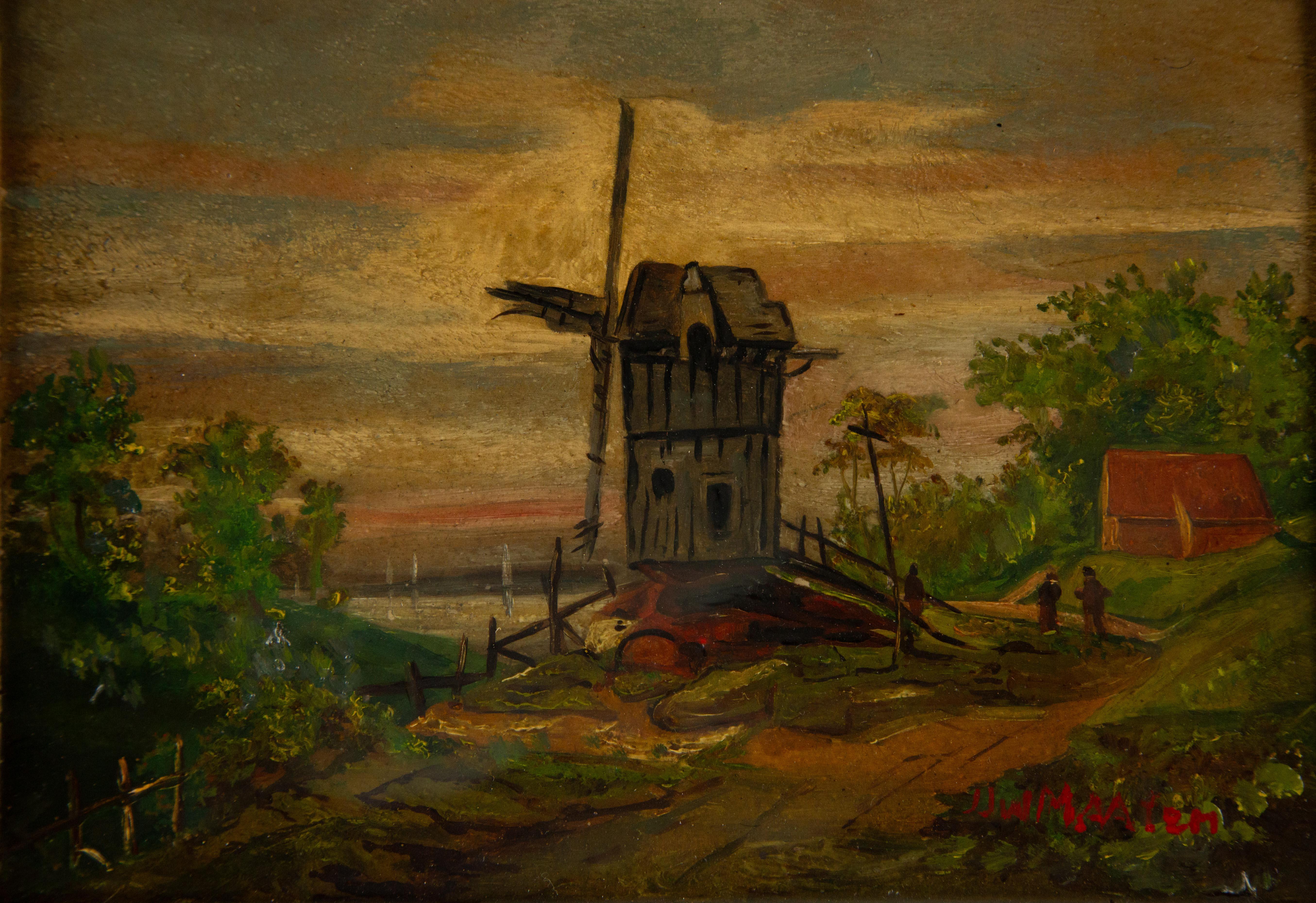 Jacob Jan van der Maaten (1820-1879) Landscape Oil On Board 
