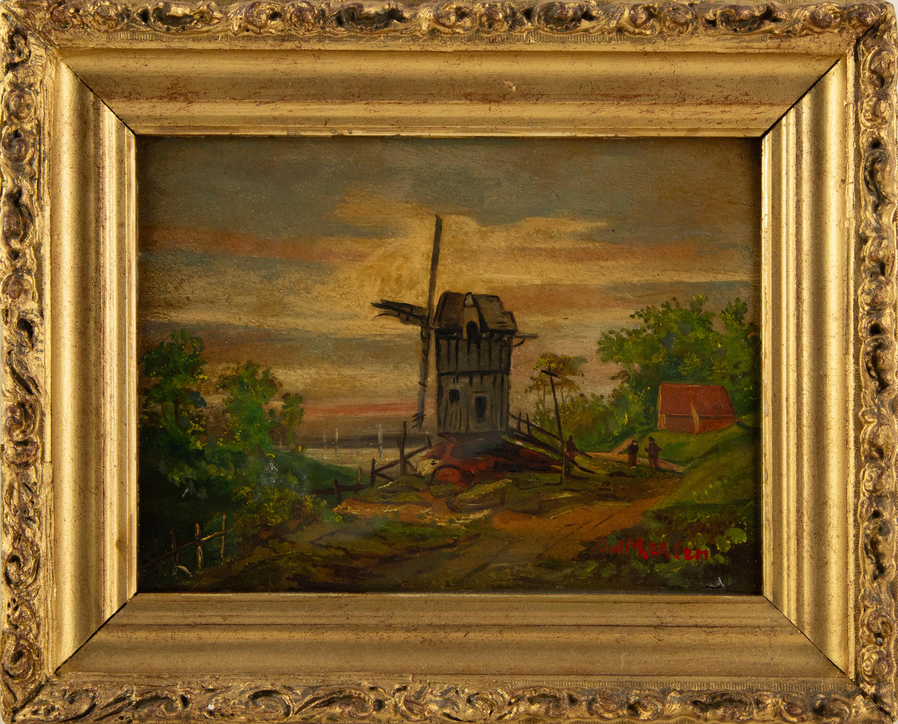 Jacob Jan van der Maaten (1820-1879) Landscape Oil On Board "Pastoral Scenery"