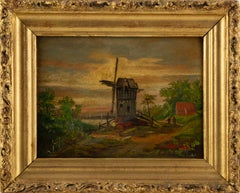 Huile sur panneau « Scène historique » de Jacob Jan van der Maaten (1820-1879), paysage