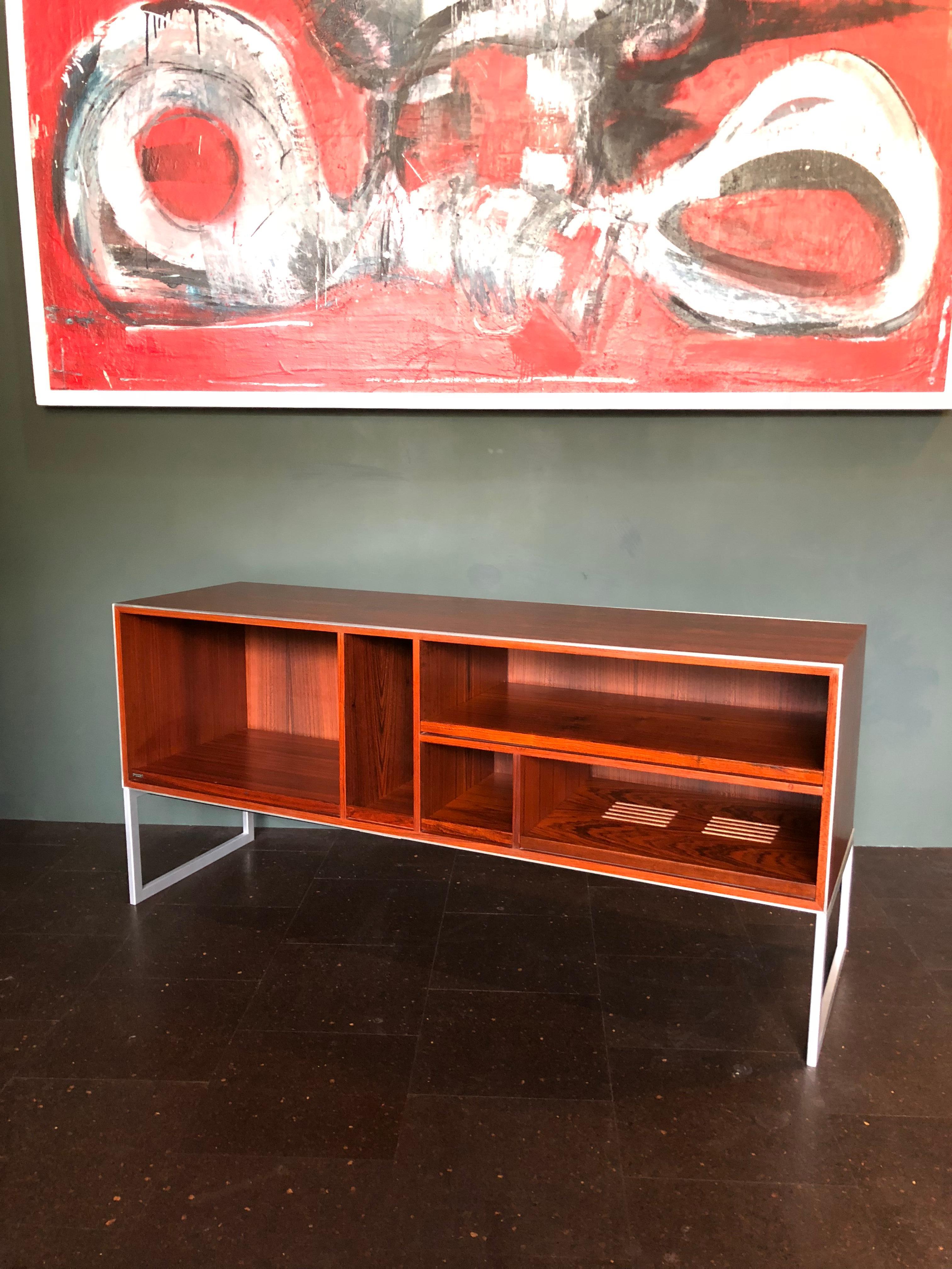 Classic Bang & Olufsen media cabinet unit designed by Jacob Jensen, Denmark, circa 1970.
    