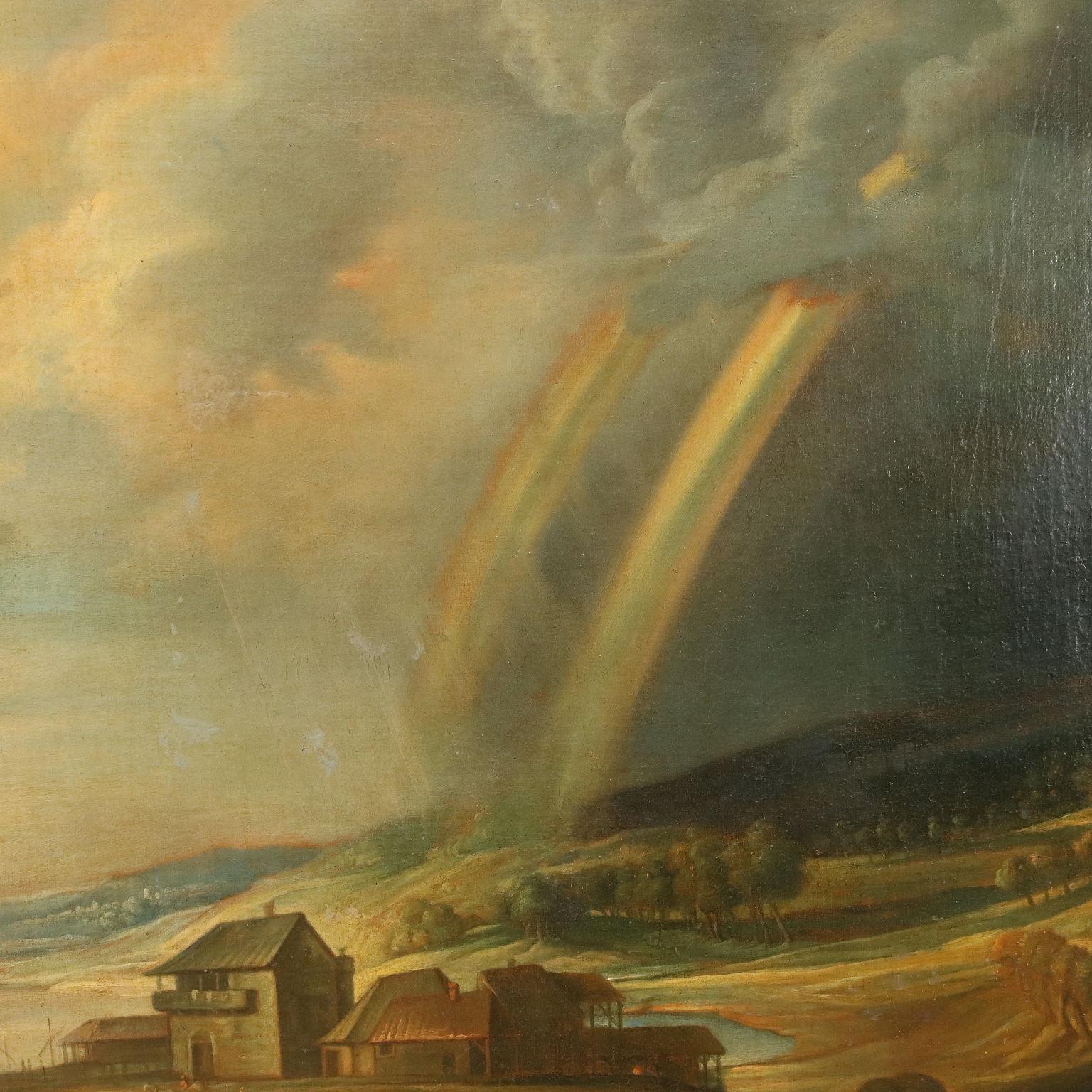 J. Jordaens, huile sur toile École nord-européenne, L''arc en ciel XVIIe siècle en vente 7