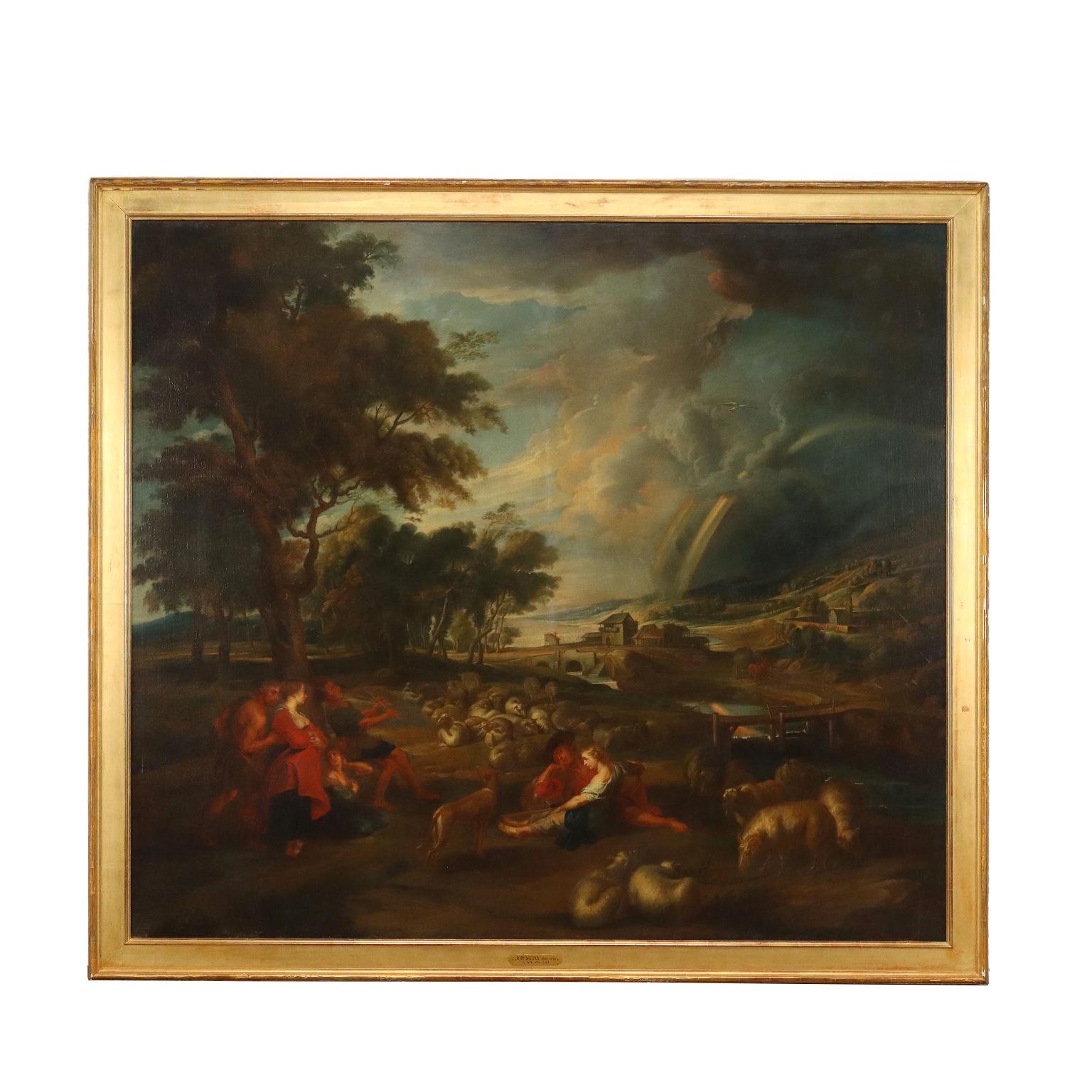 Figurative Painting Unknown - J. Jordaens, huile sur toile École nord-européenne, L''arc en ciel XVIIe siècle