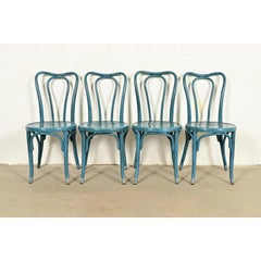 Jacob & Josef Kohn Antique Austrian Teal Lacquered Bentwood Bistro Chairs