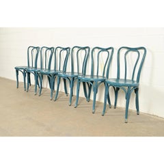 Jacob & Josef Kohn Antique Austrian Teal Lacquered Bentwood Bistro Chairs