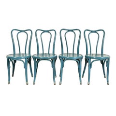 Jacob & Josef Kohn Antique Austrian Teal Lacquered Bentwood Bistro Chairs