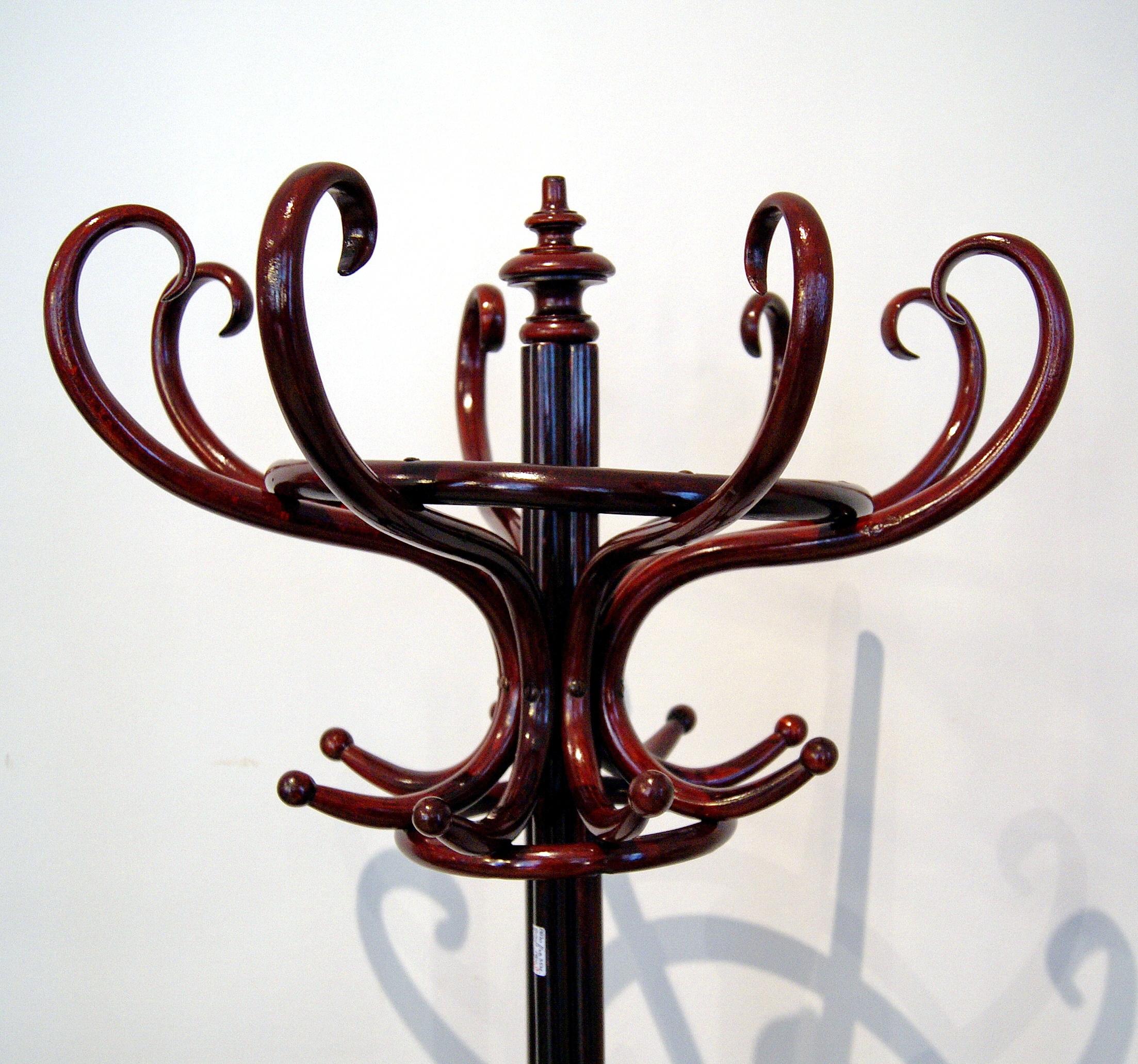 Austrian Jacob & Josef Kohn Art Nouveau Coat Rack Model 1092 Beech Mahogany Stained, 1900