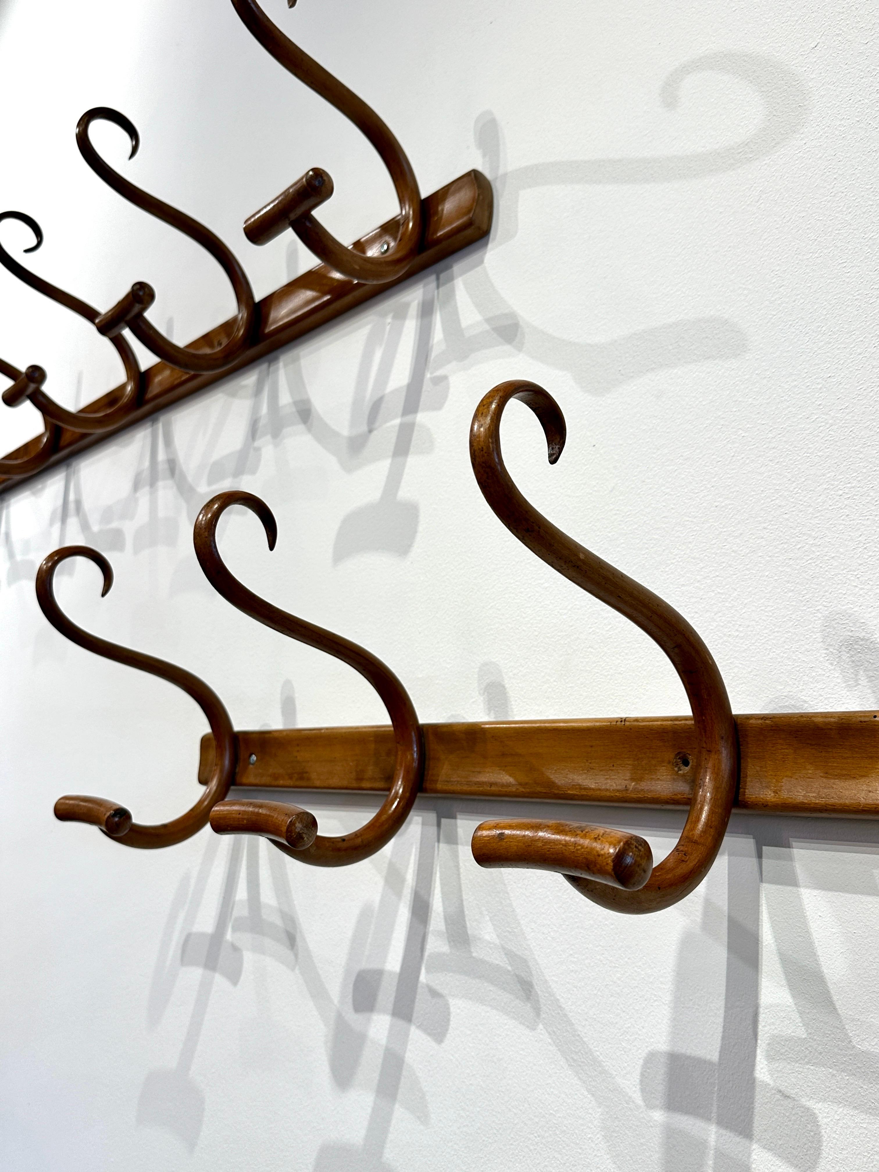 Jacob & Josef Kohn Bent Wood Coat Hangers- Vienna, Austria, 1890's Two Available In Good Condition For Sale In East Hampton, NY