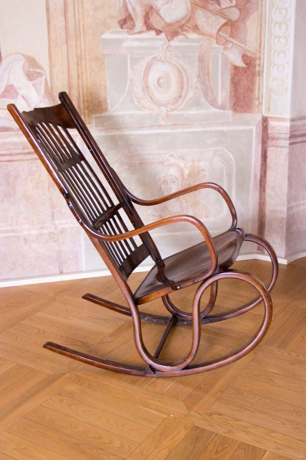 Vienna Secession Jacob & Josef Kohn Rocking Chair No. 816 For Sale