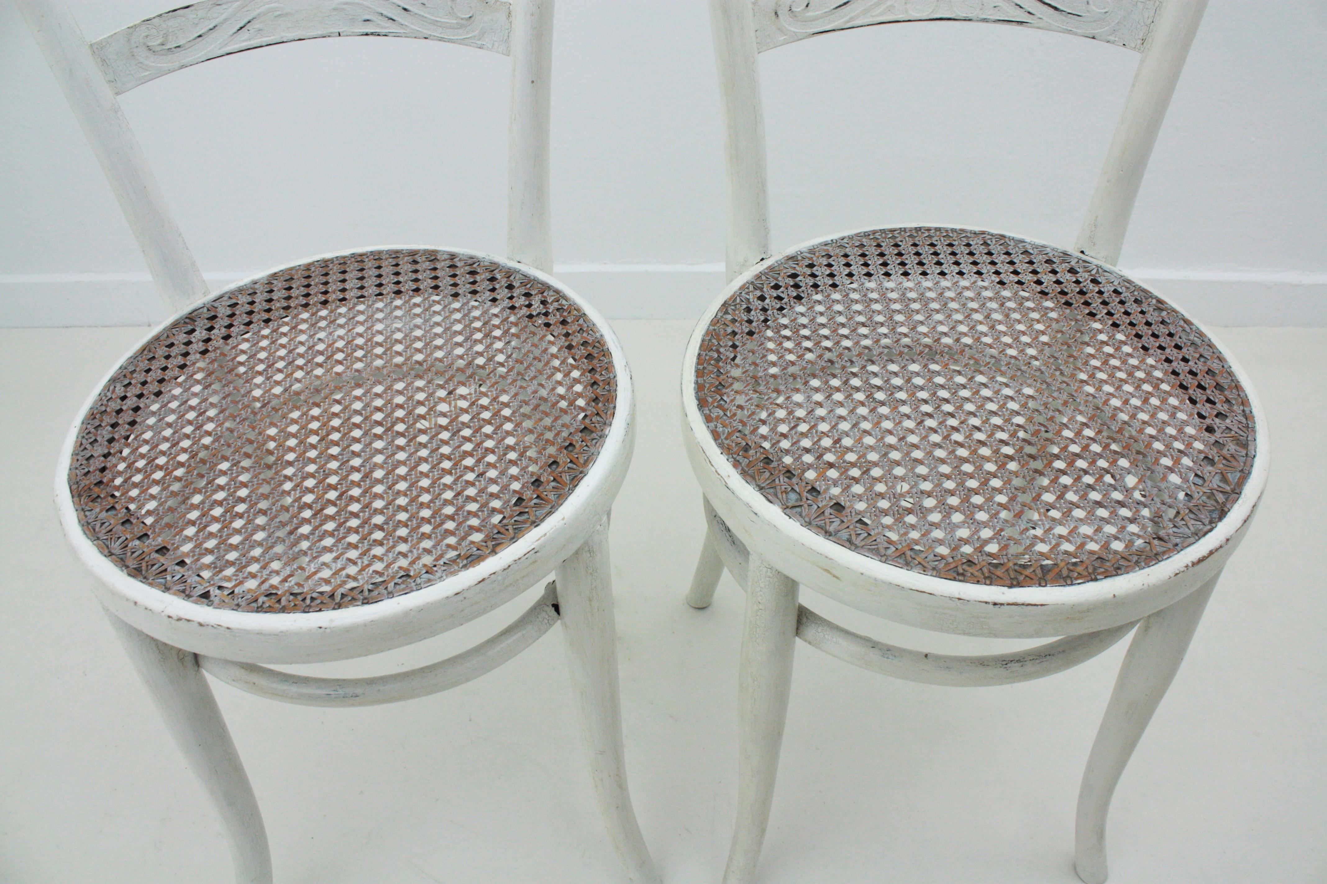 Jacob & Josef Kohn Vienna Secession Patinated Chairs with Wicker Seats, Pair For Sale 3