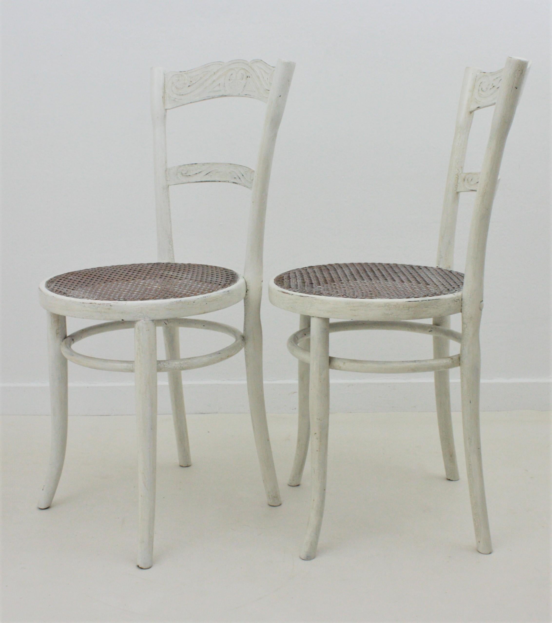 Jacob & Josef Kohn Vienna Secession Patinated Chairs with Wicker Seats, Pair For Sale 1