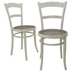 Used Jacob & Josef Kohn Vienna Secession Patinated Chairs with Wicker Seats, Pair