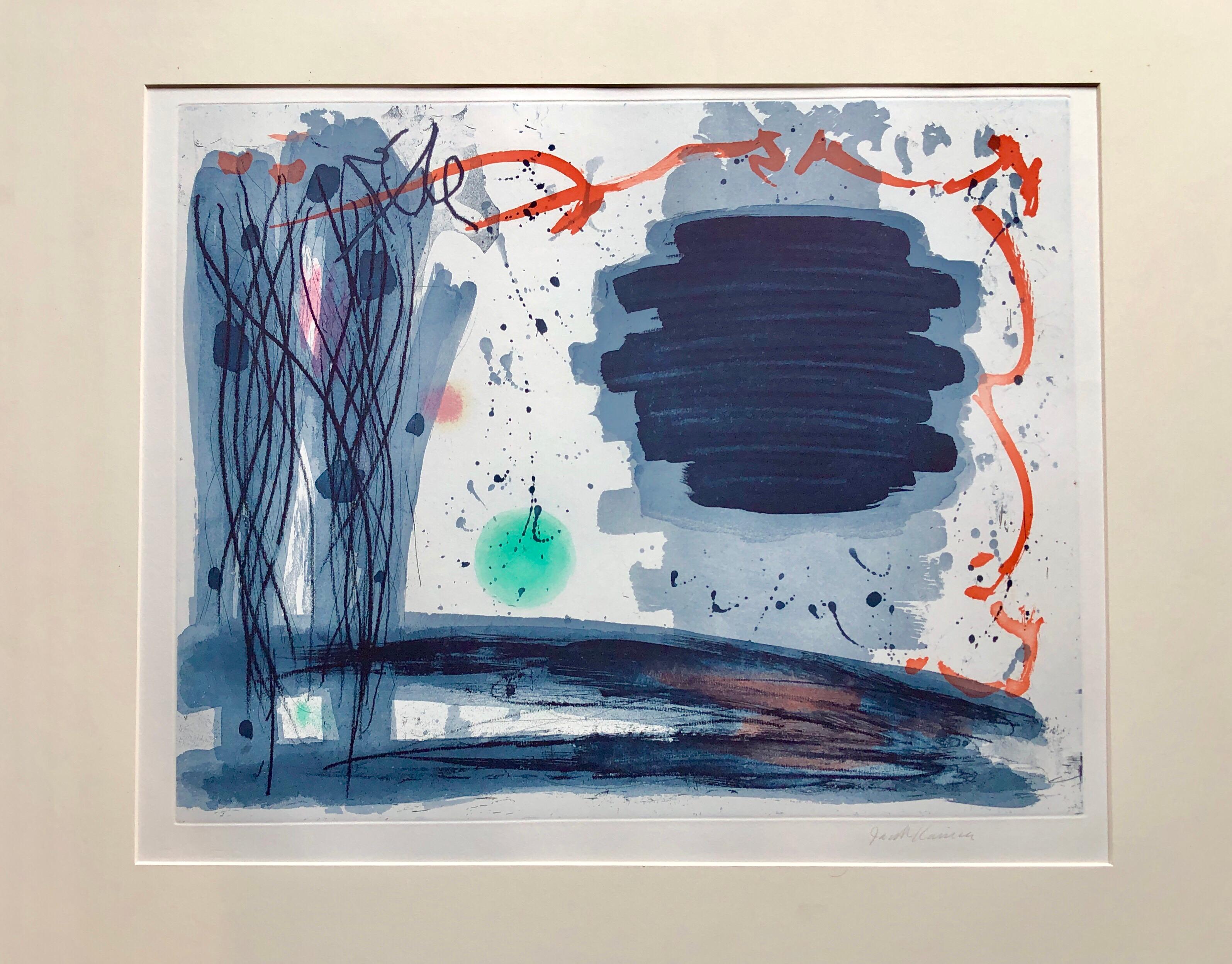 1970's American Abstract Expressionist Color Stain Aquatint Etching WPA Artist - Print by Jacob Kainen