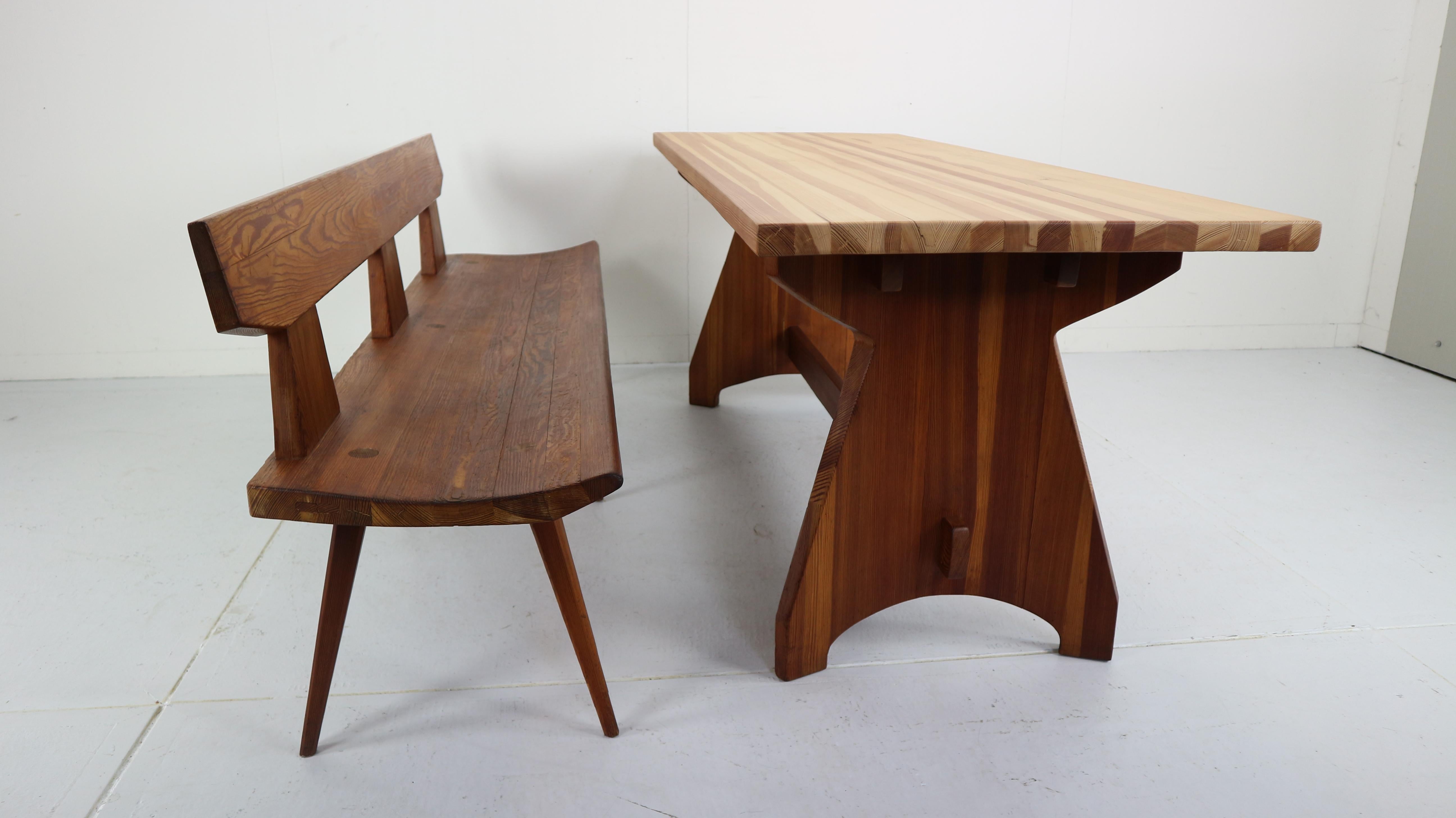 Scandinavian Modern Jacob Kielland Brandt Bench and table handcrafted for Christiansen, 1960s
