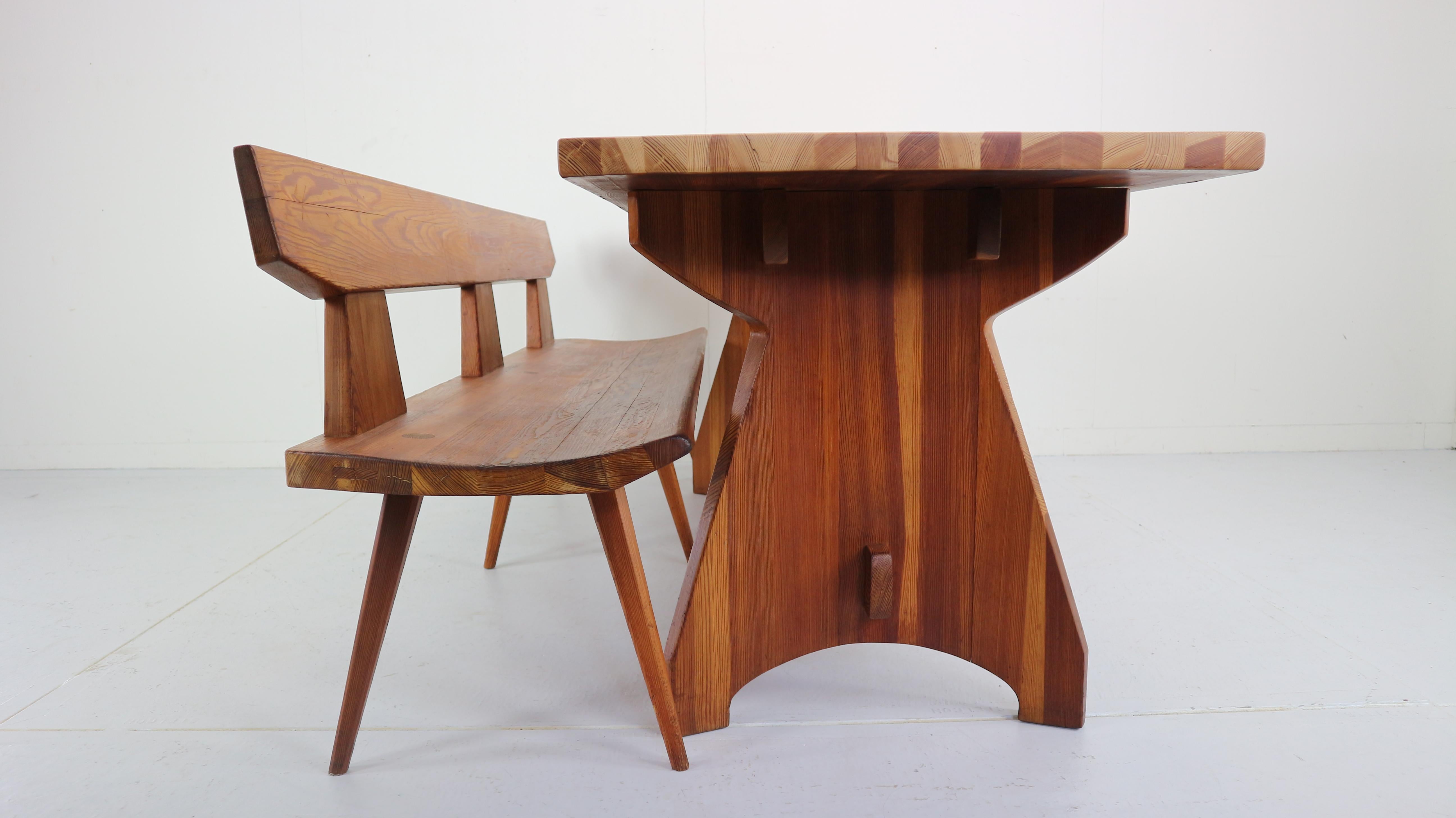 Danish Jacob Kielland Brandt Bench and table handcrafted for Christiansen, 1960s