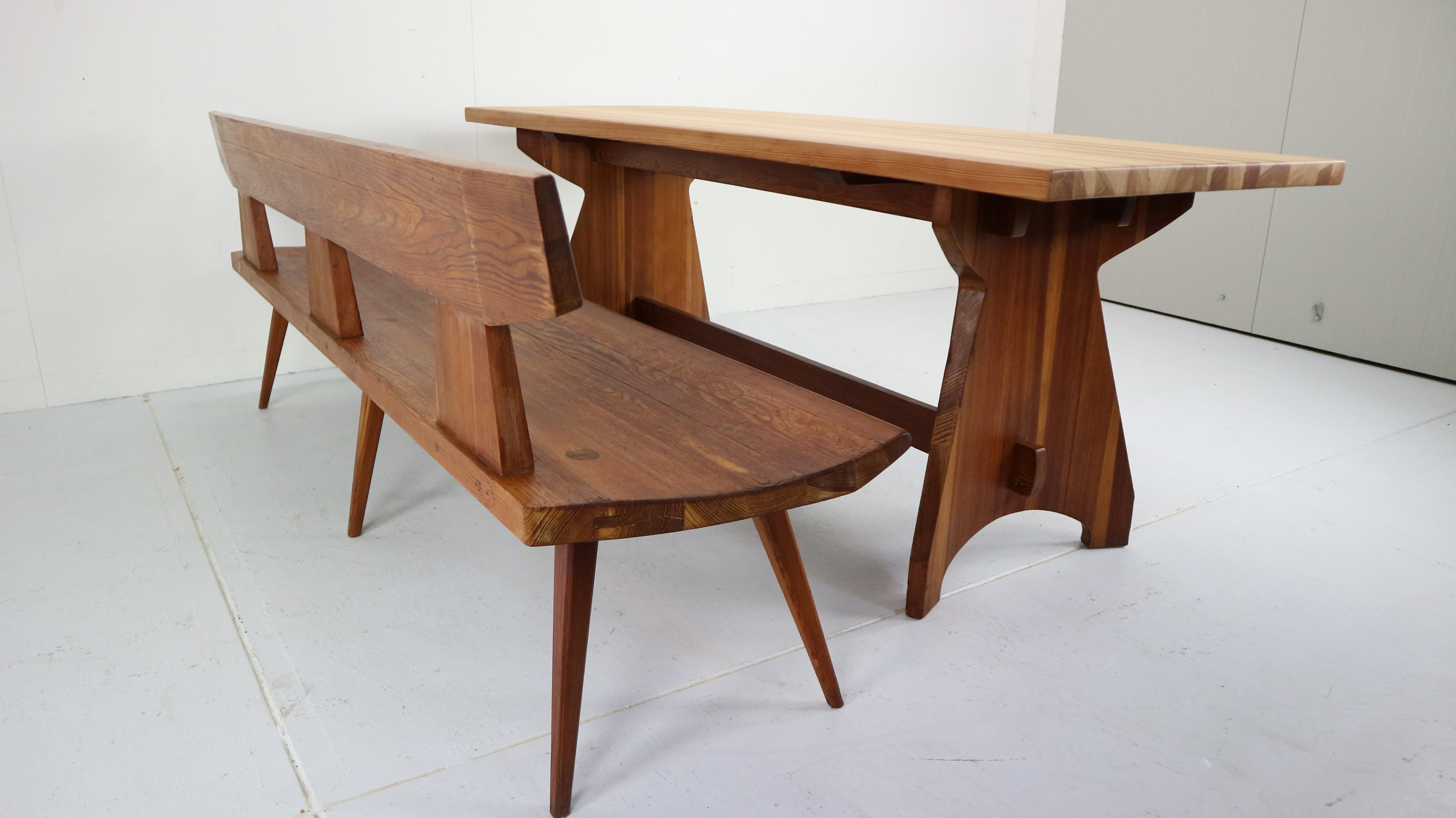 Jacob Kielland Brandt Bench and table handcrafted for Christiansen, 1960s In Good Condition In The Hague, NL