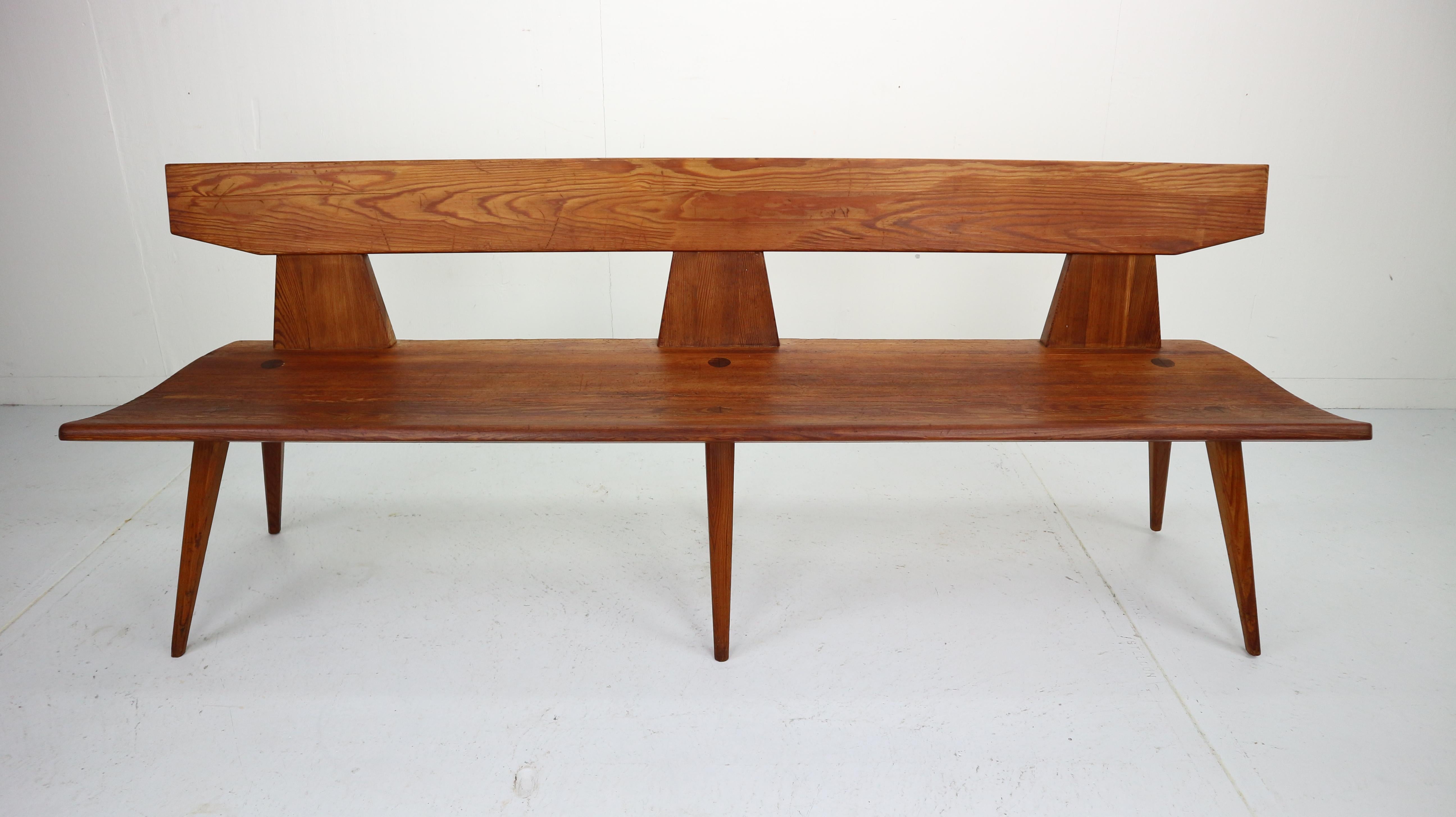 Pine Jacob Kielland Brandt Bench and table handcrafted for Christiansen, 1960s