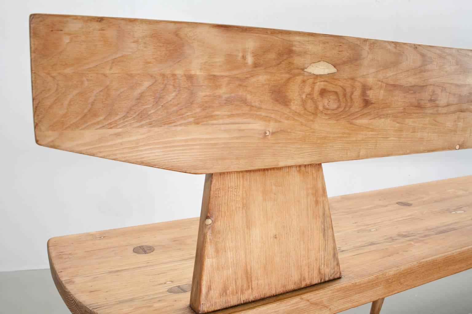 Mid-20th Century Jacob Kielland Brandt Bench in Pine for Christiansen, Handcrafted 1960s