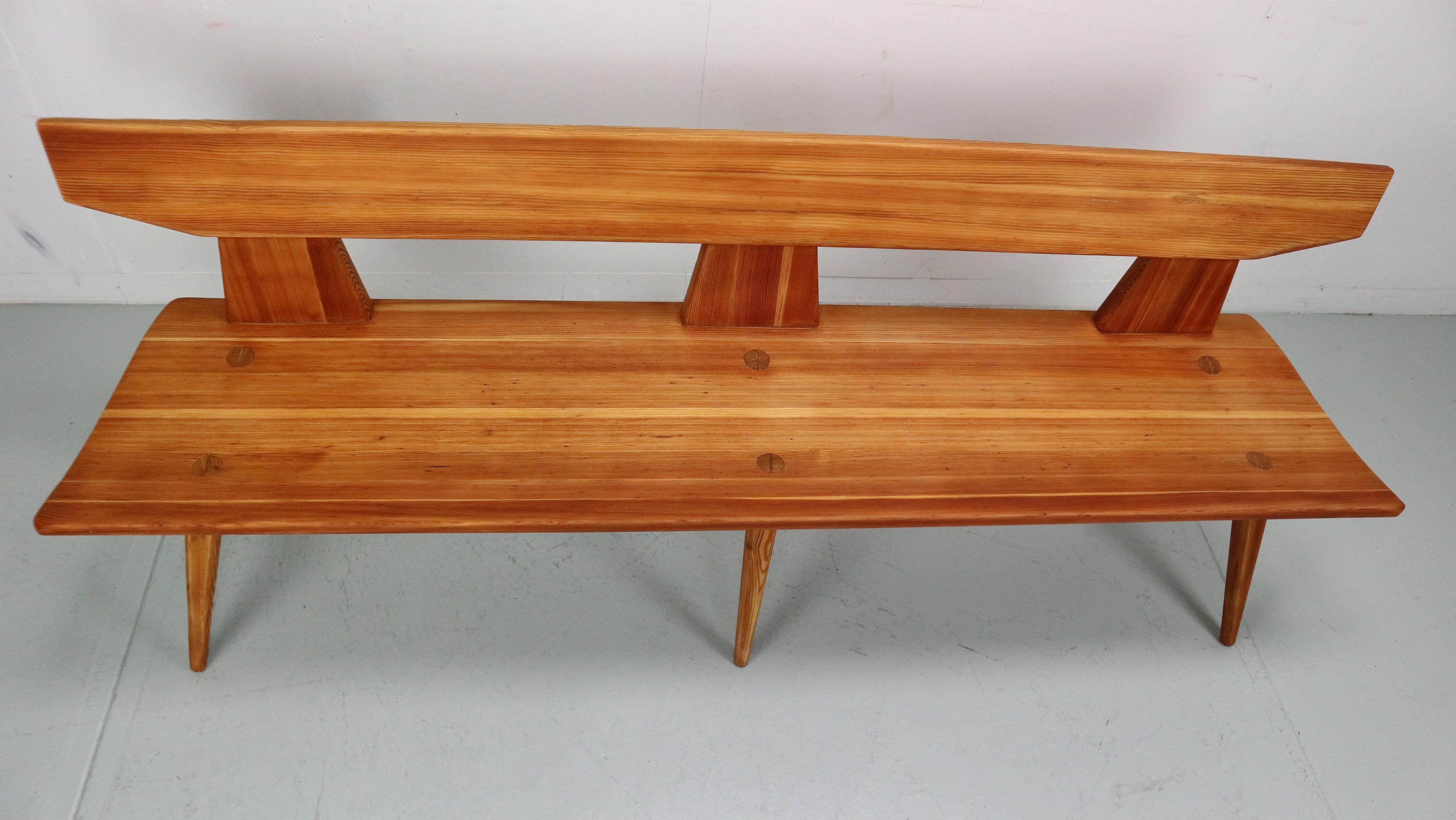 Jacob Kielland Brandt Bench in Pine Wood for Christiansen, Handcrafted, 1960s For Sale 11