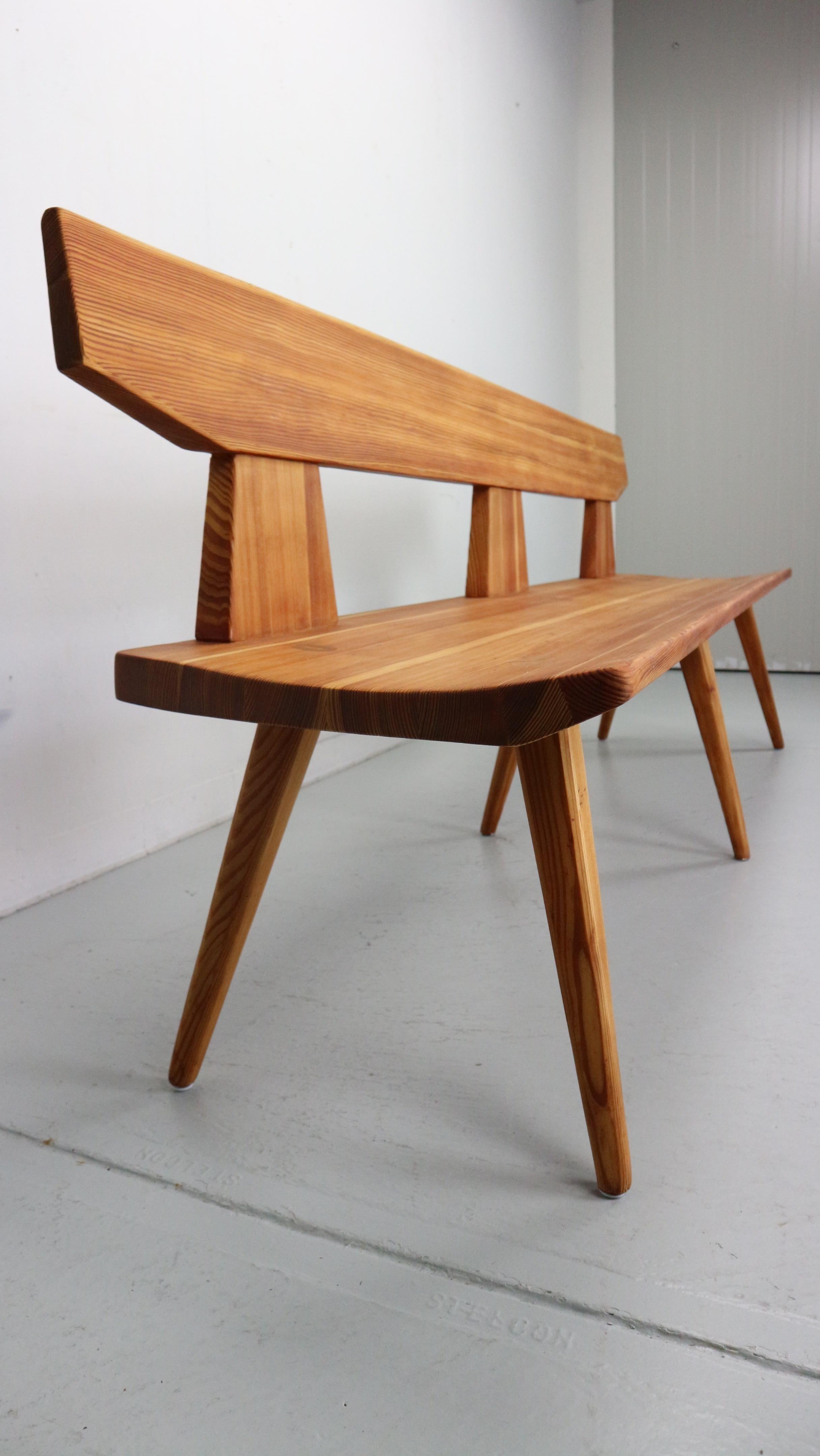 Jacob Kielland Brandt Bench in Pine Wood for Christiansen, Handcrafted, 1960s For Sale 12