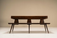Jacob Kielland-Brandt Bench in Solid Dark Stained Pine, Denmark, 1960s