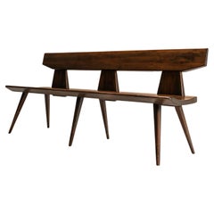 Jacob Kielland-Brandt Bench in Solid Dark Stained Pine, Denmark, 1960s