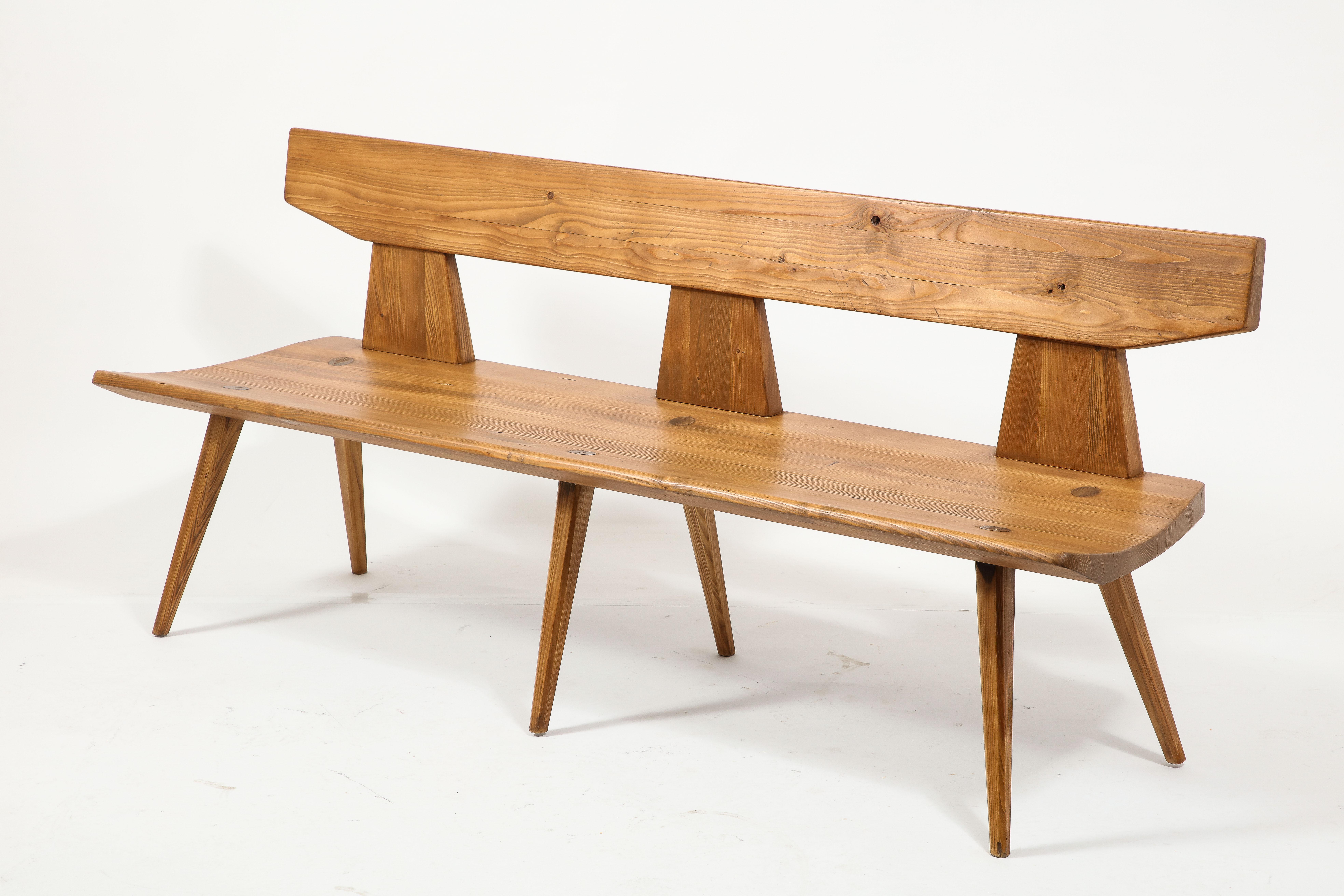 Mid-Century Modern Jacob Kielland Brandt Pine Bench, Sweden 1960's For Sale