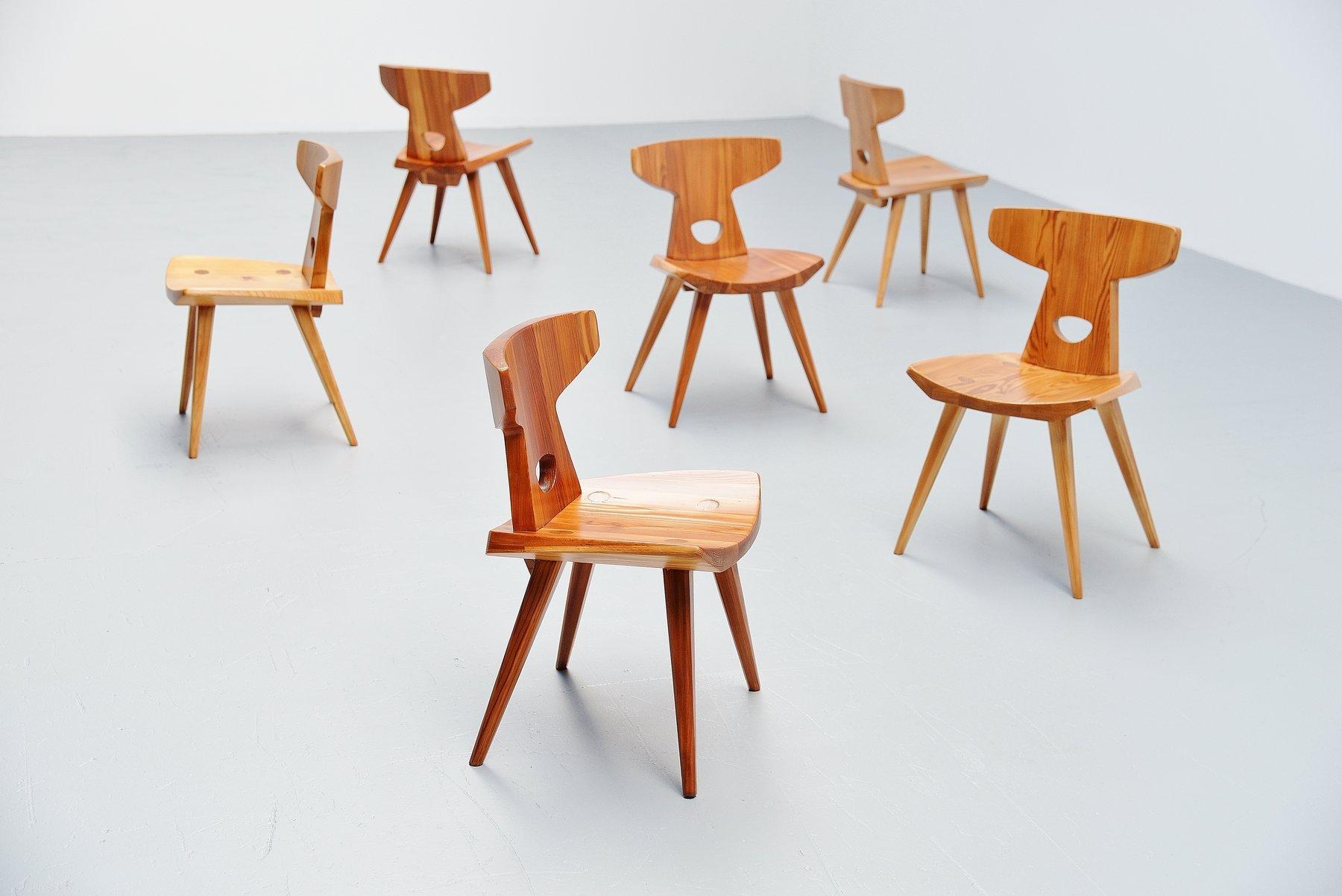 Pine Jacob Kielland-Brandt Chairs for I Christiansen, Denmark, 1960