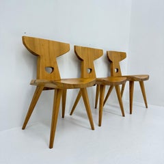 Jacob Kielland-Brandt dining chairs solid pine Denmark , 1960s