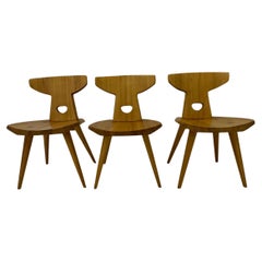 Jacob Kielland-Brandt dining chairs solid pine Denmark , 1960s
