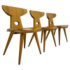 Jacob Kielland-Brandt dining chairs solid pine Denmark , 1960s
