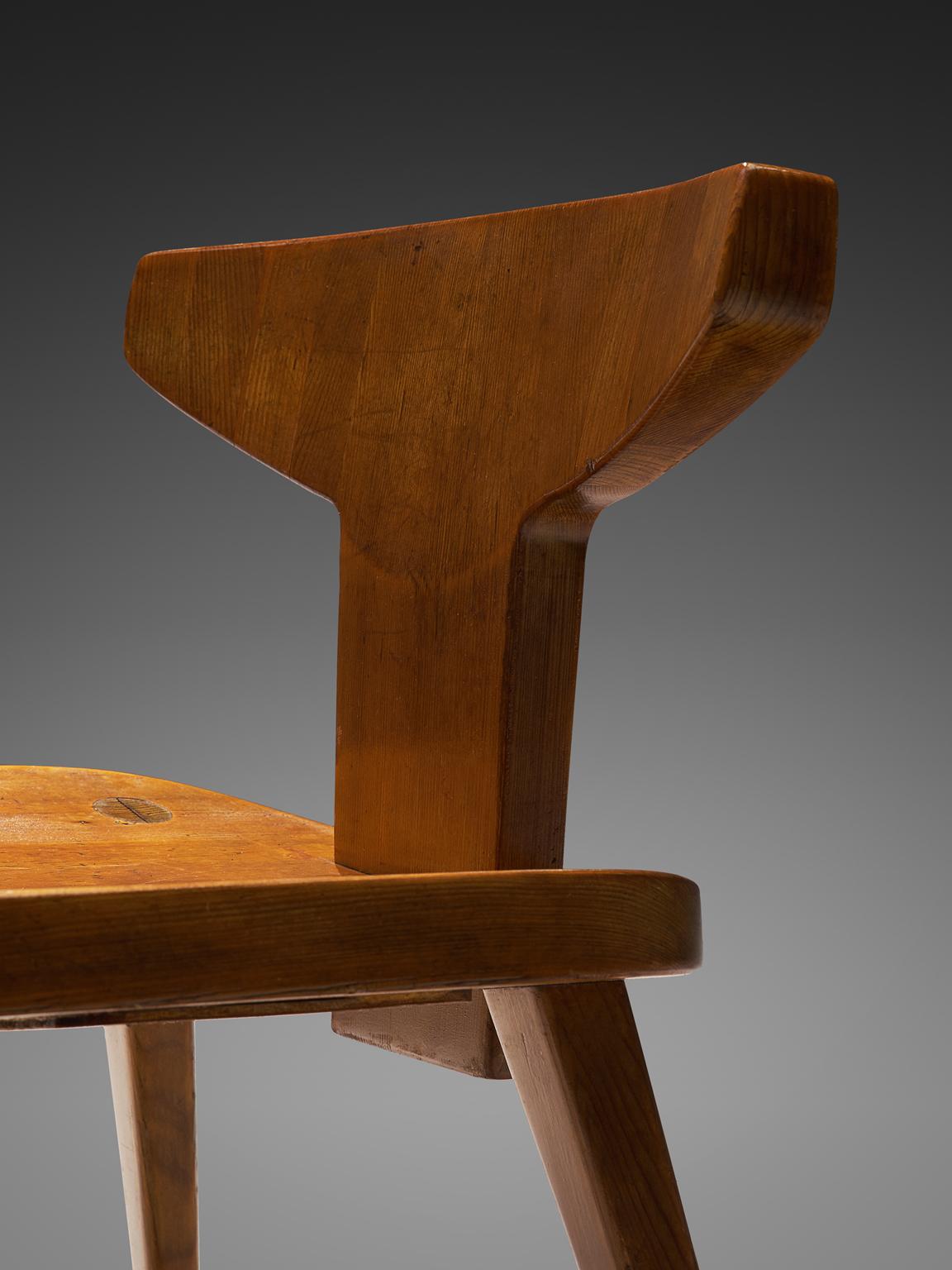 Jacob Kielland-Brandt Patinated Dining Chairs in Solid Pine 1