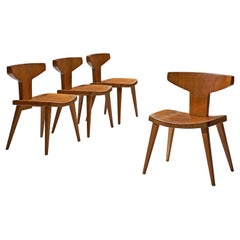 Jacob Kielland-Brandt Patinated Dining Chairs in Solid Pine