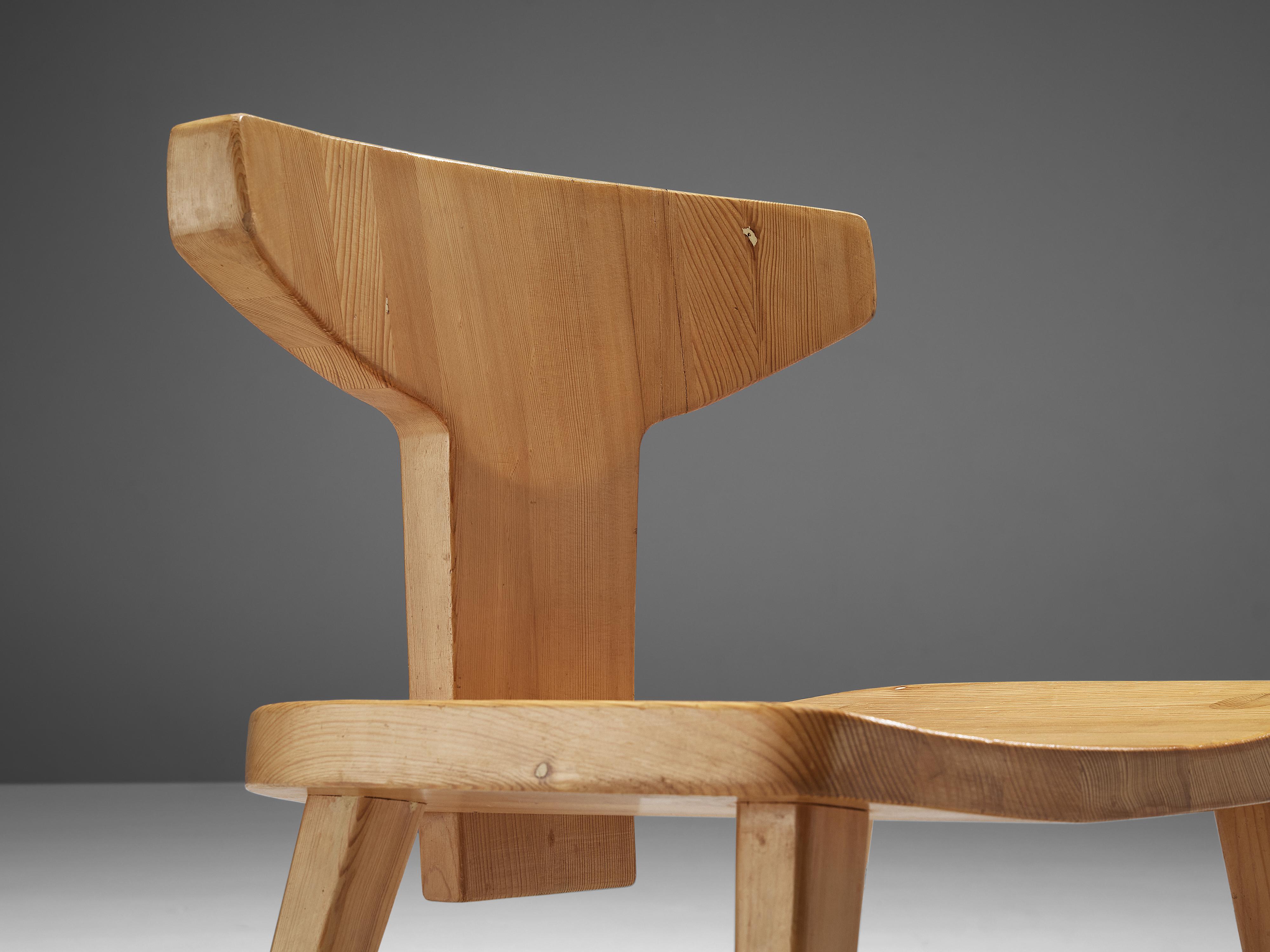 Scandinavian Modern Jacob Kielland-Brandt Sculptural Chair in Solid Pine For Sale