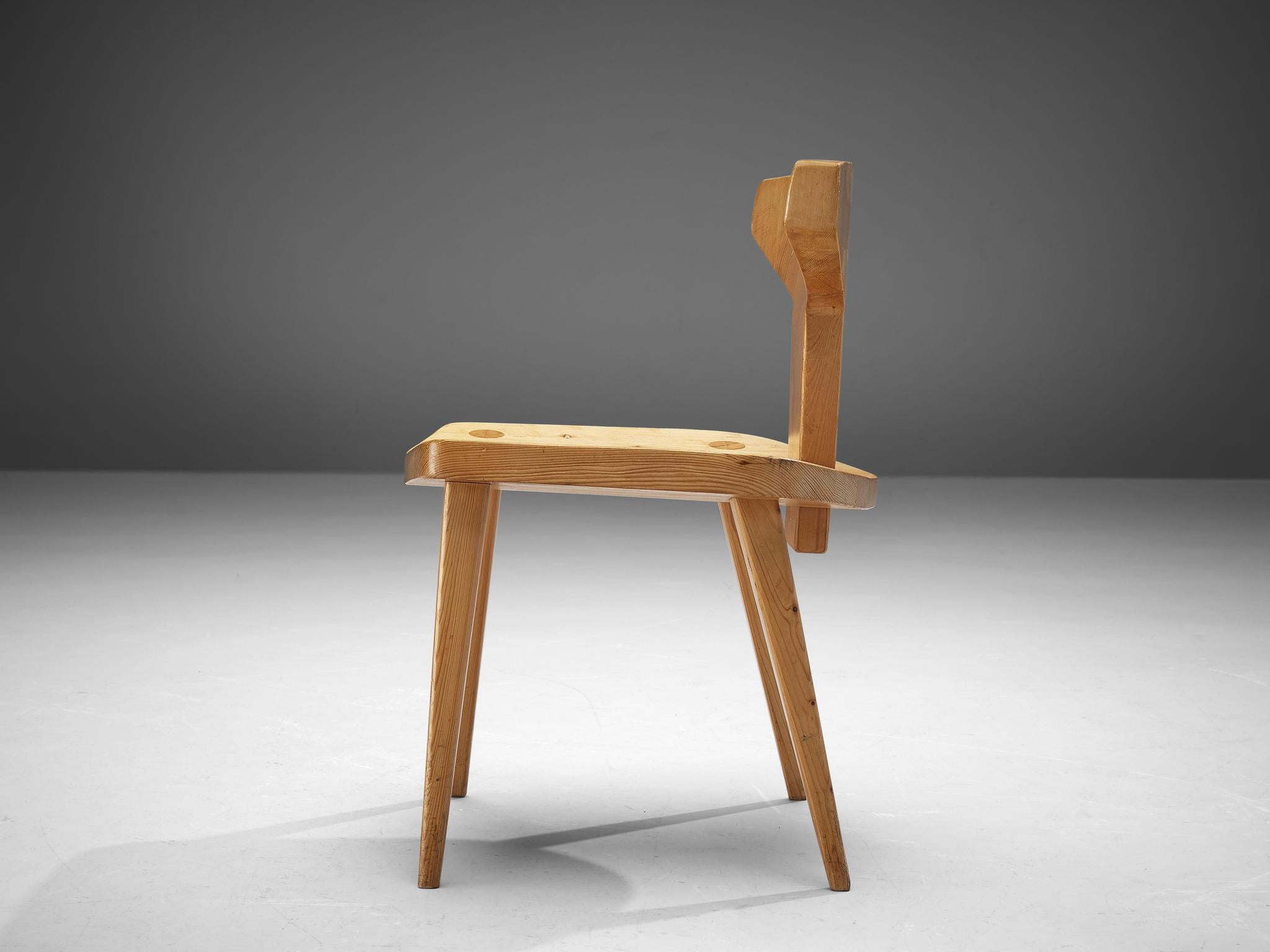 Mid-20th Century Jacob Kielland-Brandt Sculptural Chair in Solid Pine