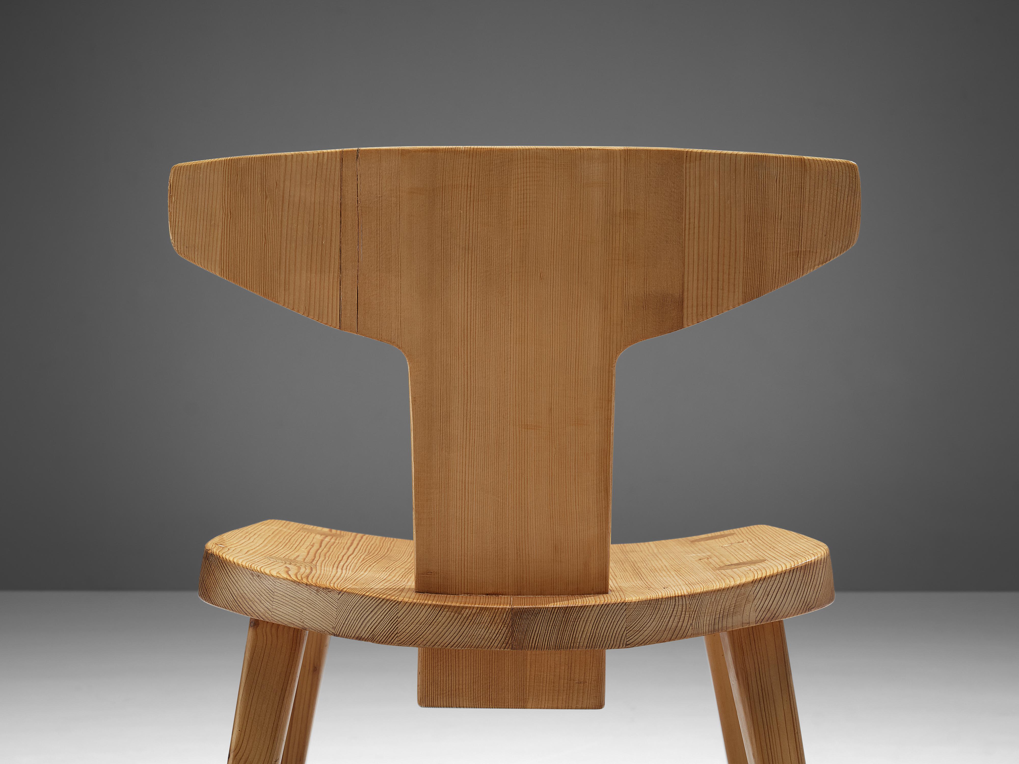 Jacob Kielland-Brandt Sculptural Chair in Solid Pine For Sale 1