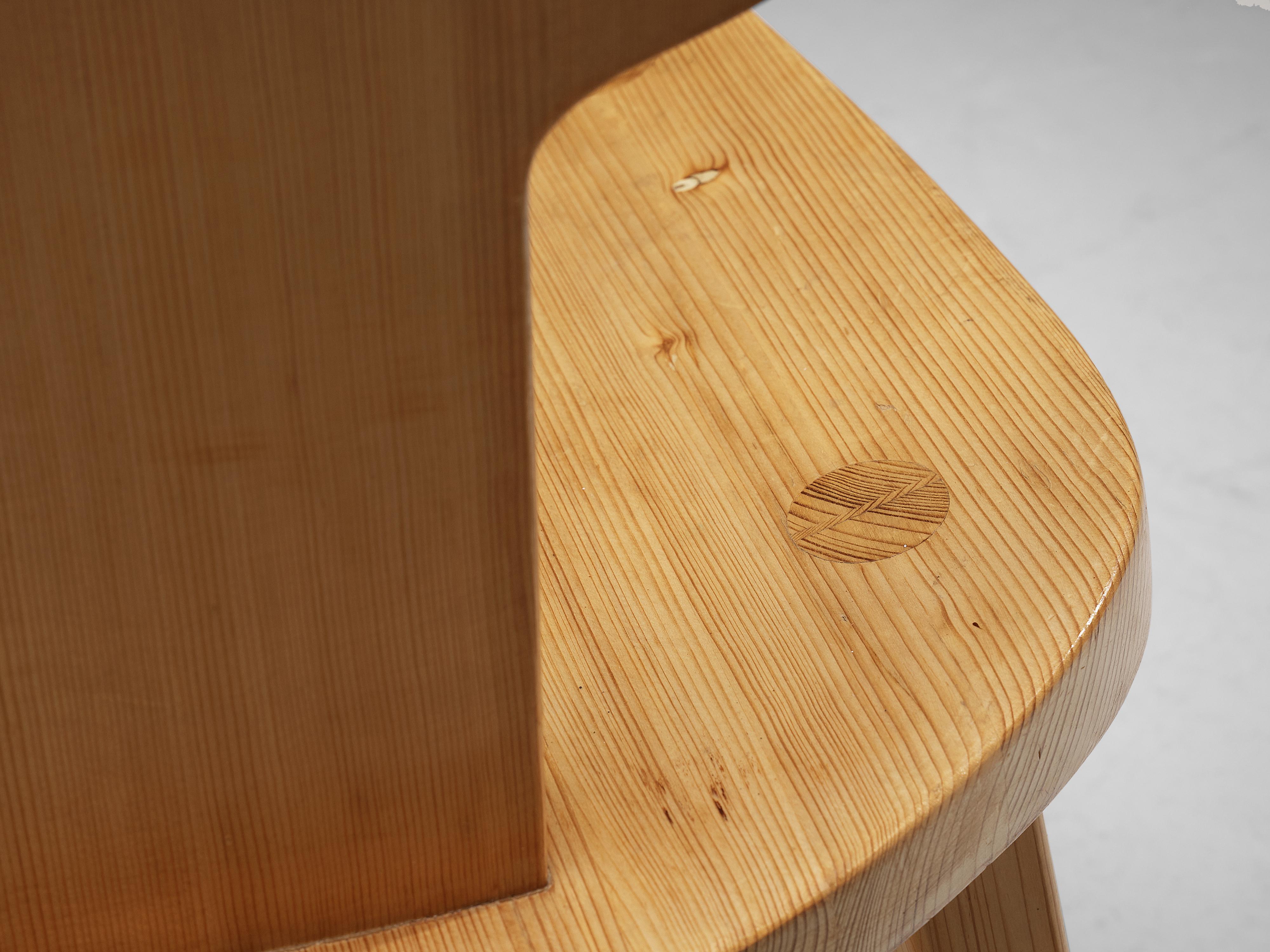 Jacob Kielland-Brandt Sculptural Chair in Solid Pine For Sale 3