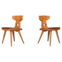 Jacob Kielland-Brandt Sculptural Chairs in Solid Pine, Denmark, 1960s