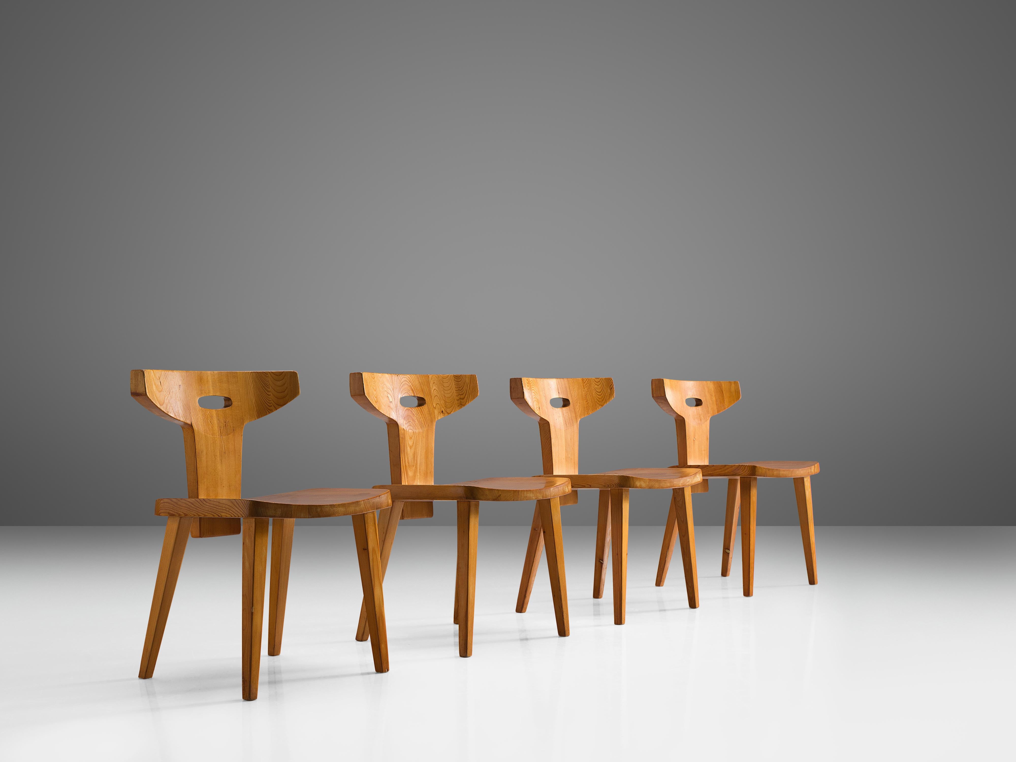Scandinavian Modern Jacob Kielland-Brandt Set of Four Dining Chairs in Solid Pine