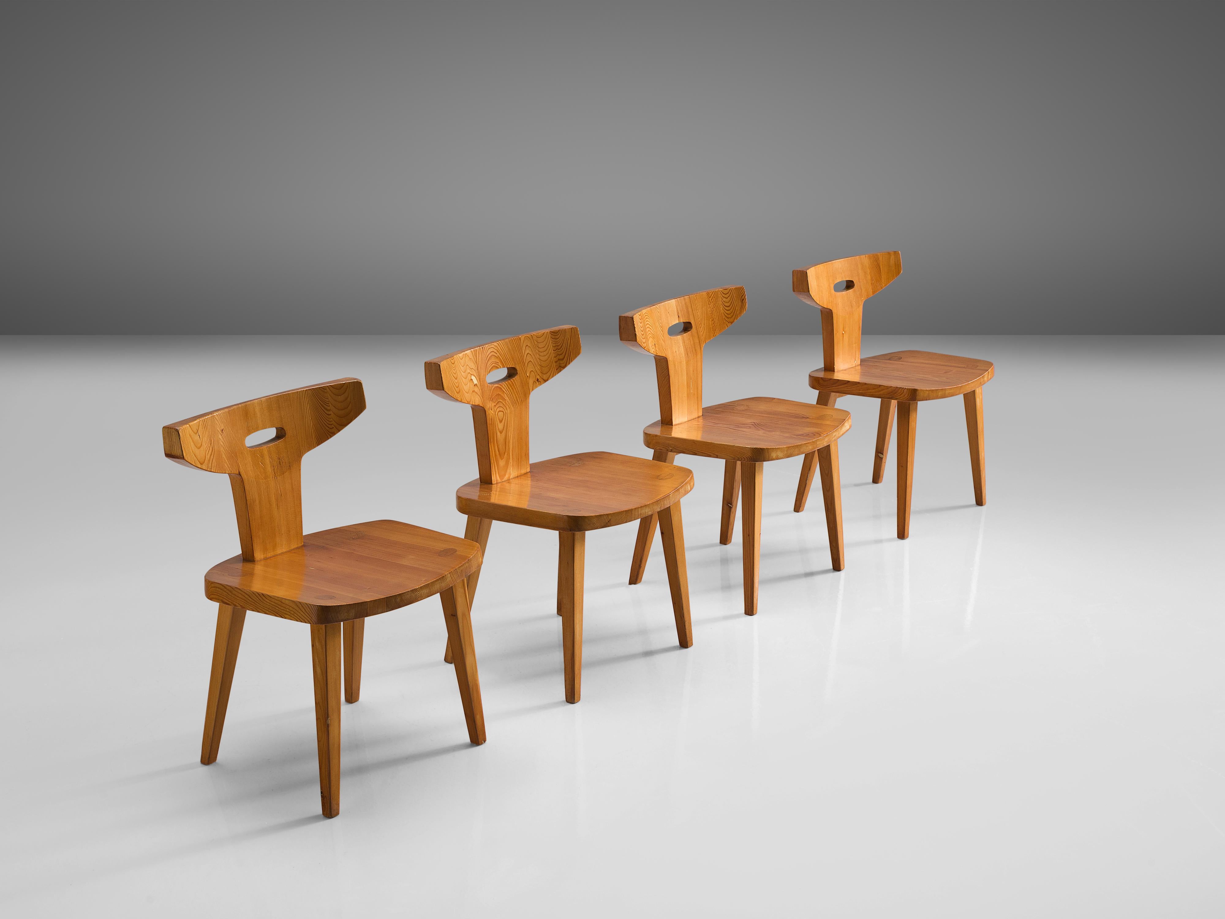 Danish Jacob Kielland-Brandt Set of Four Dining Chairs in Solid Pine