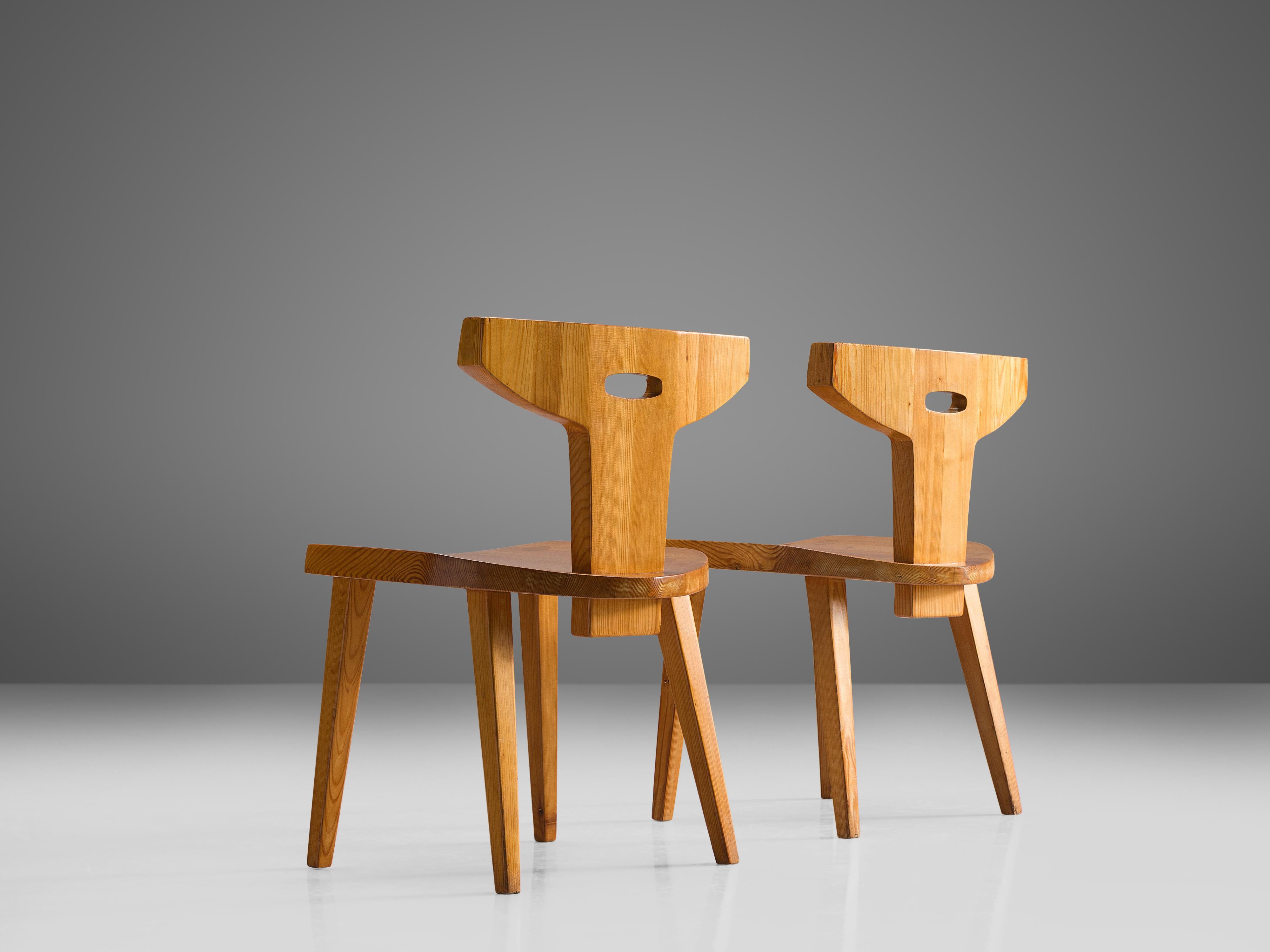 Mid-20th Century Jacob Kielland-Brandt Set of Four Dining Chairs in Solid Pine