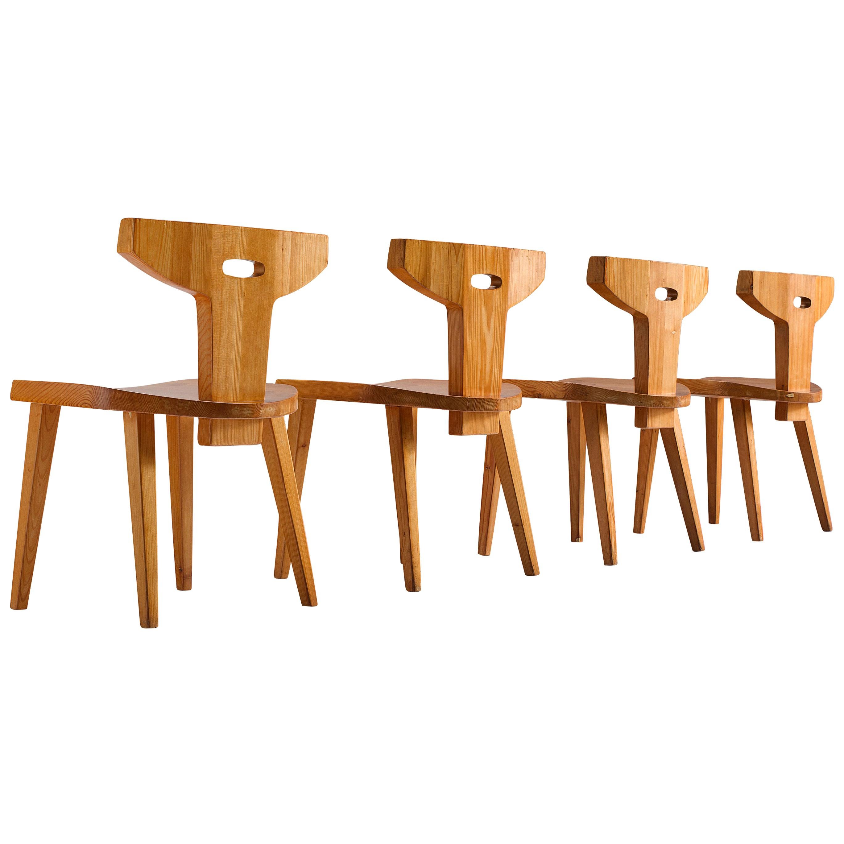 Jacob Kielland-Brandt Set of Four Dining Chairs in Solid Pine