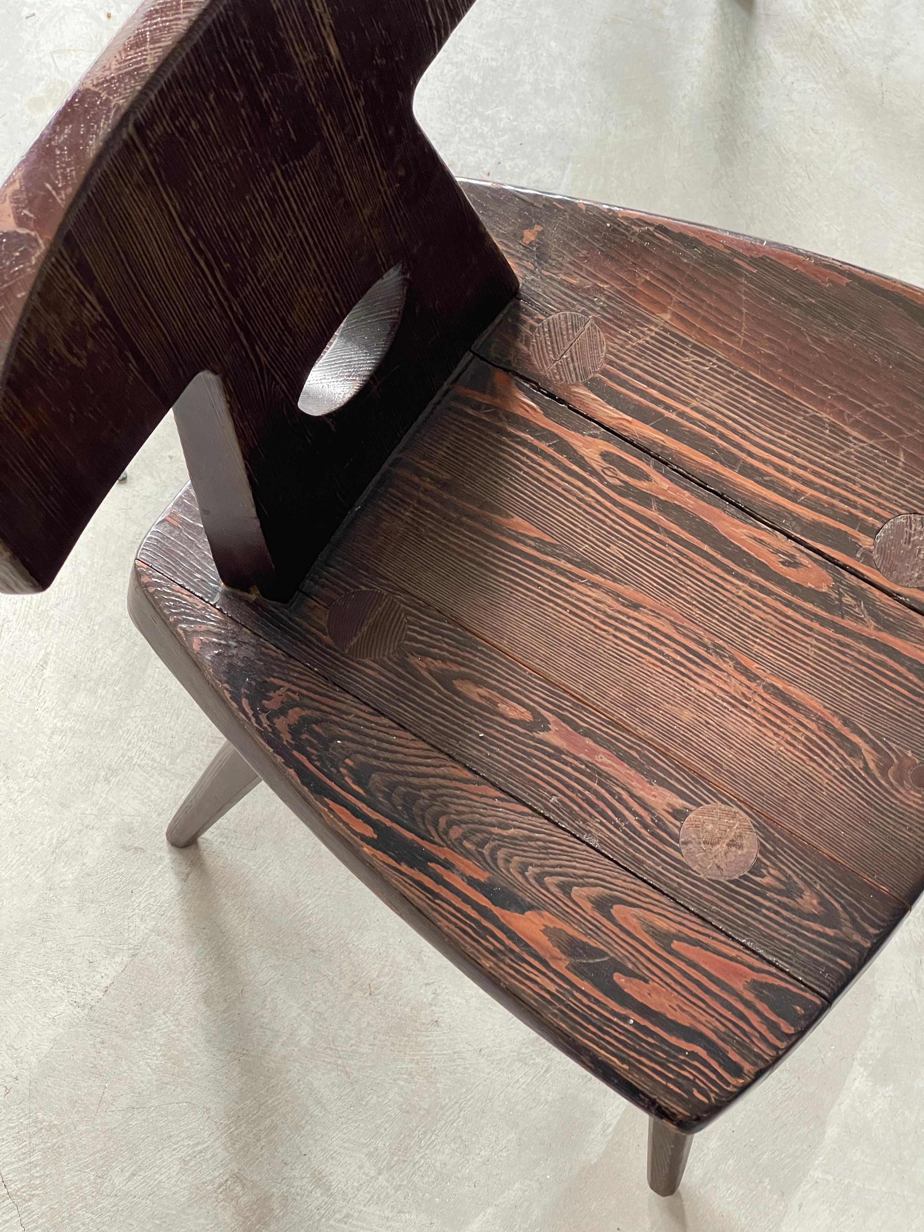 Jacob Kielland-Brandt, Side Chairs, Solid Dark-Stained Pine, Denmark, 1960s 1