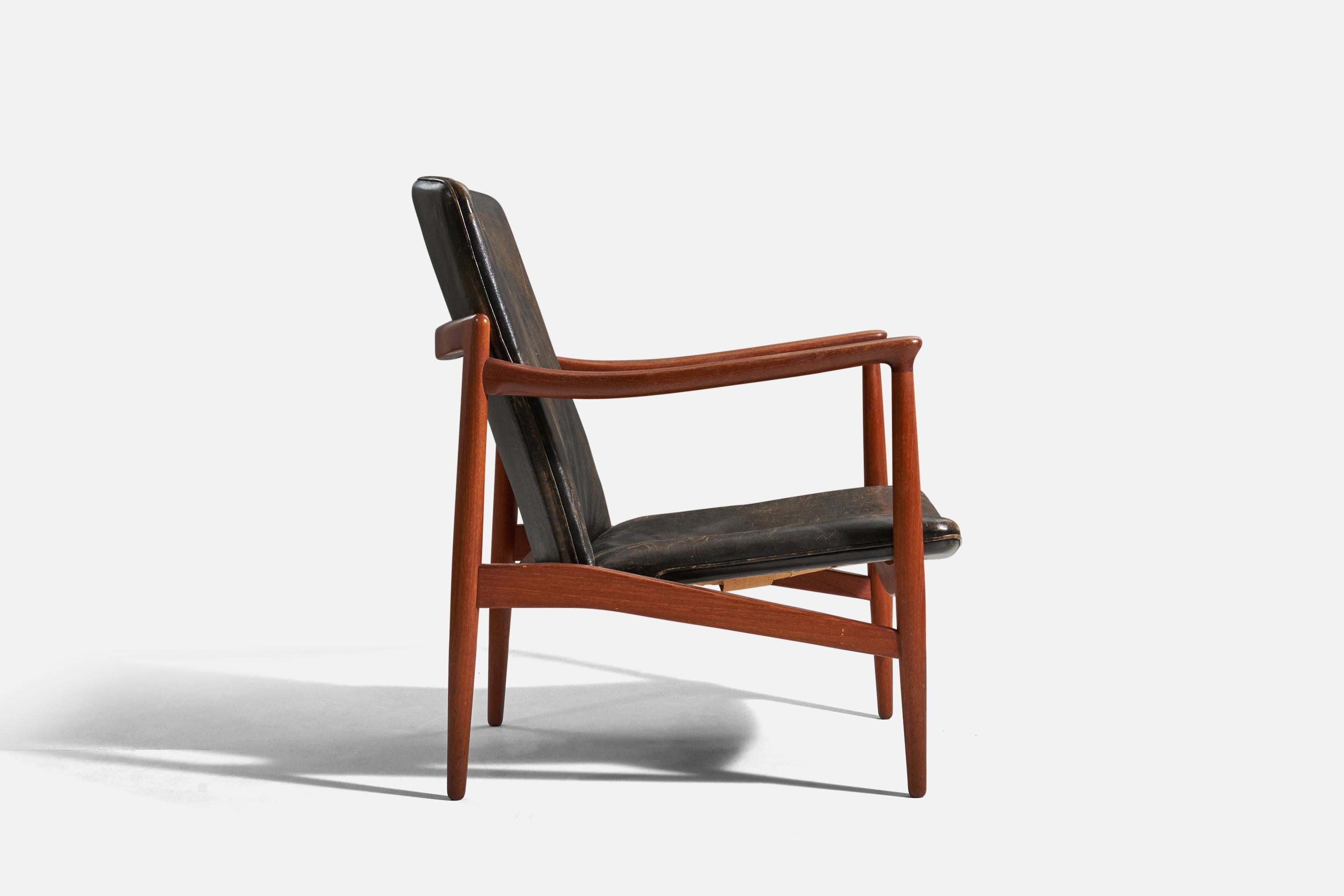 Jacob Kjaer, Adjustable Lounge Chair, Teak, Leather, Denmark, 1945 In Good Condition For Sale In High Point, NC