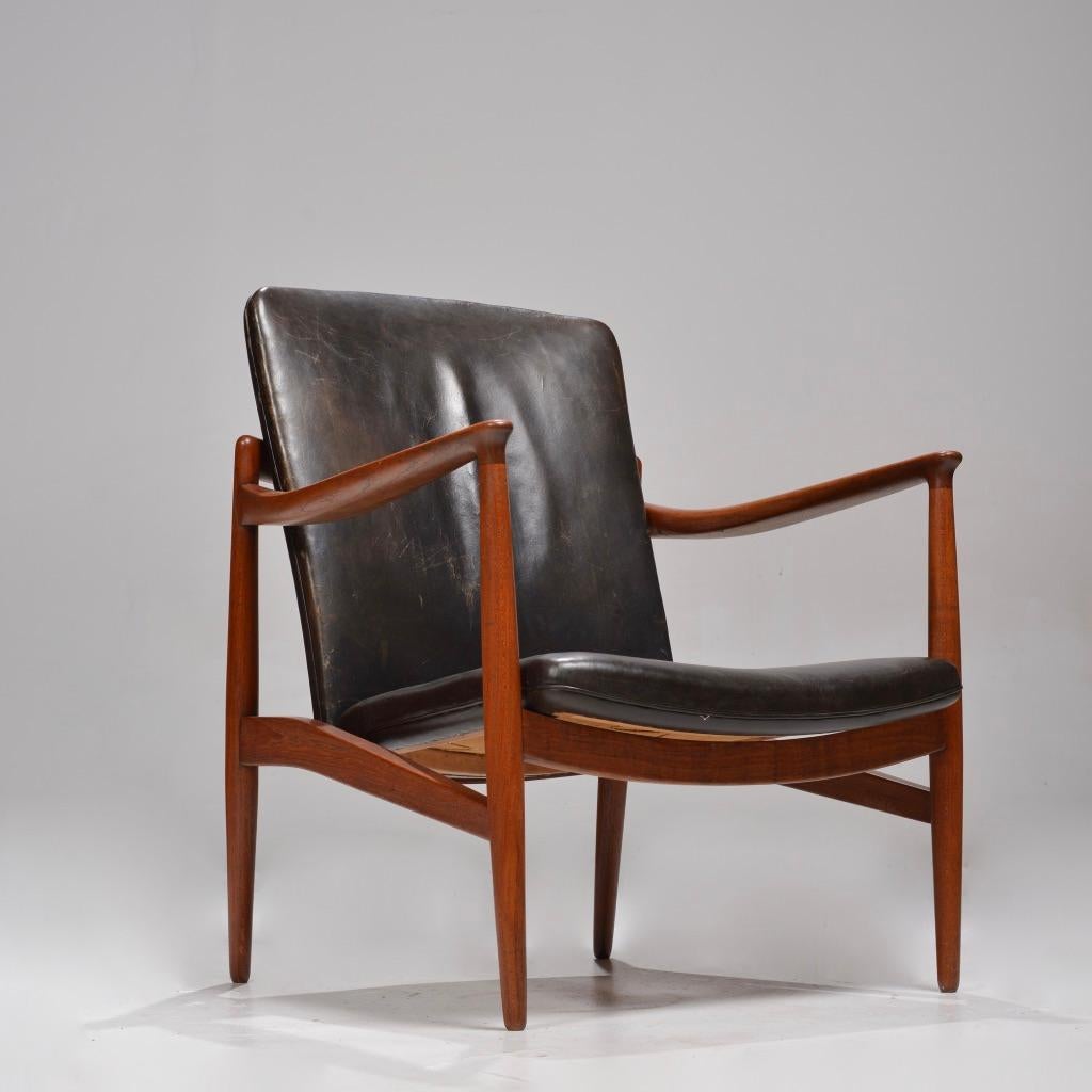 Leather Jacob Kjaer, Adjustable Teak Lounge Chair, Denmark, 1945 For Sale