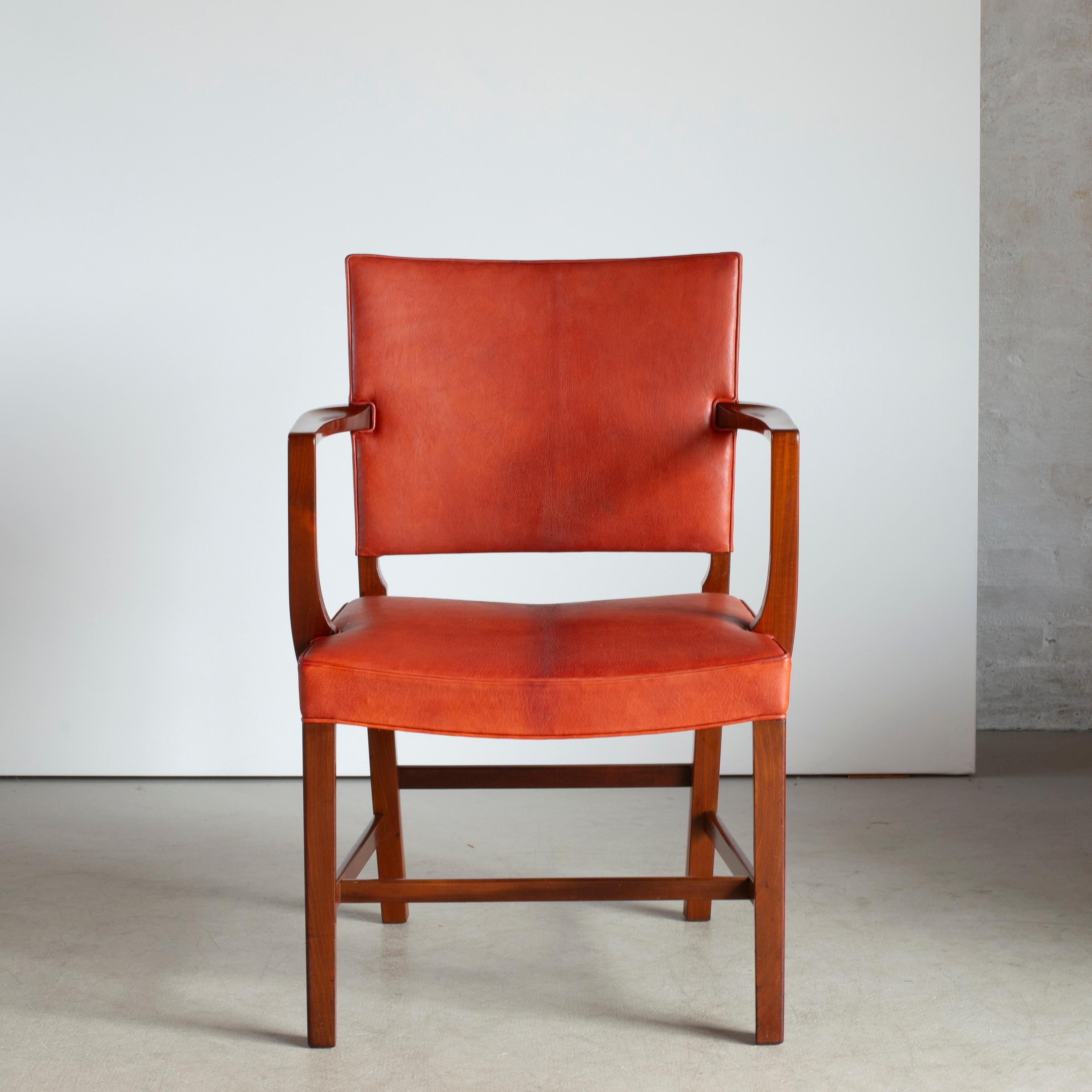 Jacob Kjaer armchair in mahogany and niger leather. 

Executed by Jacob Kjaer, Copenhagen, Denmark.
  