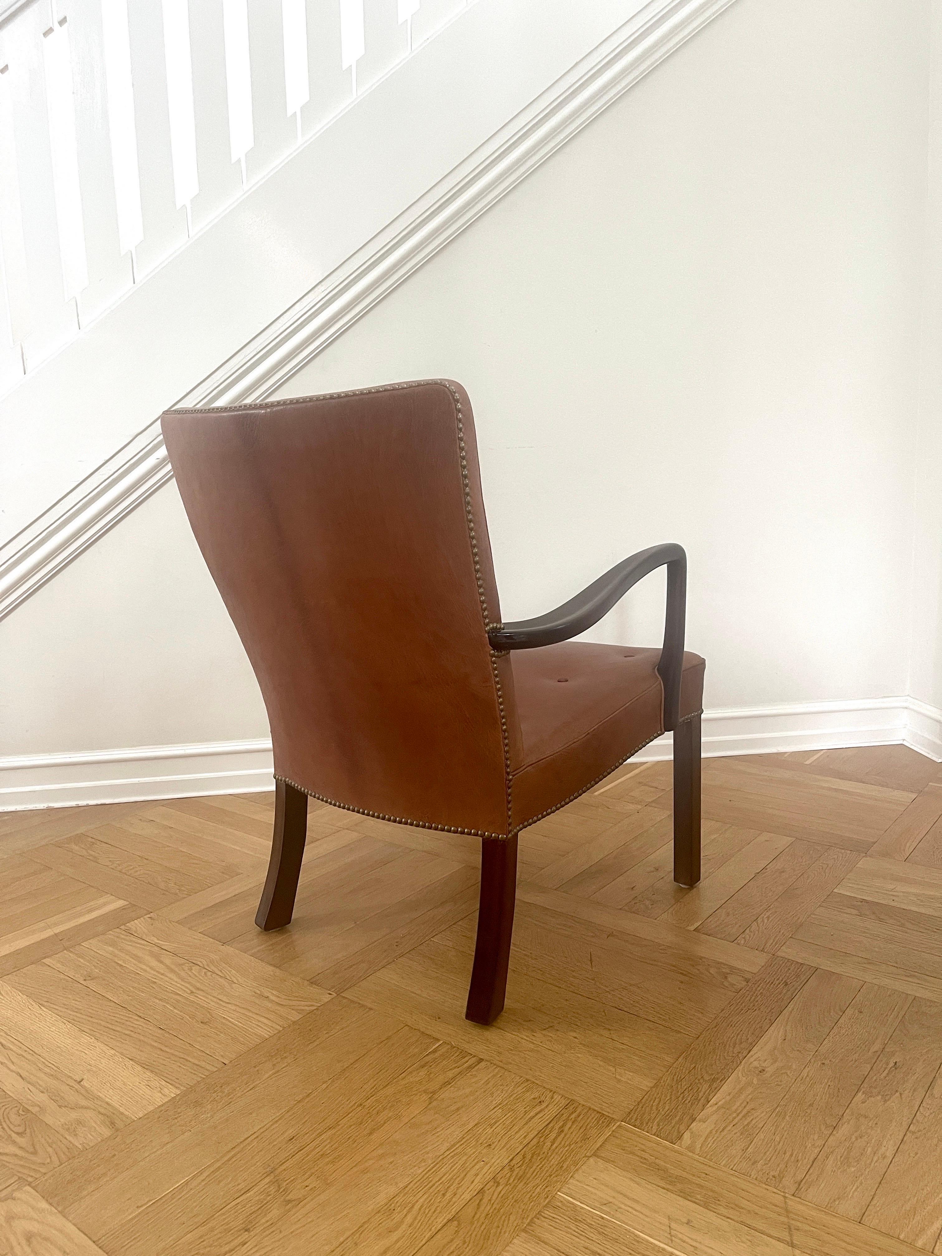 Jacob Kjær Lounge Chair Mahogany and Niger Leather, Scandinavian Modern 1