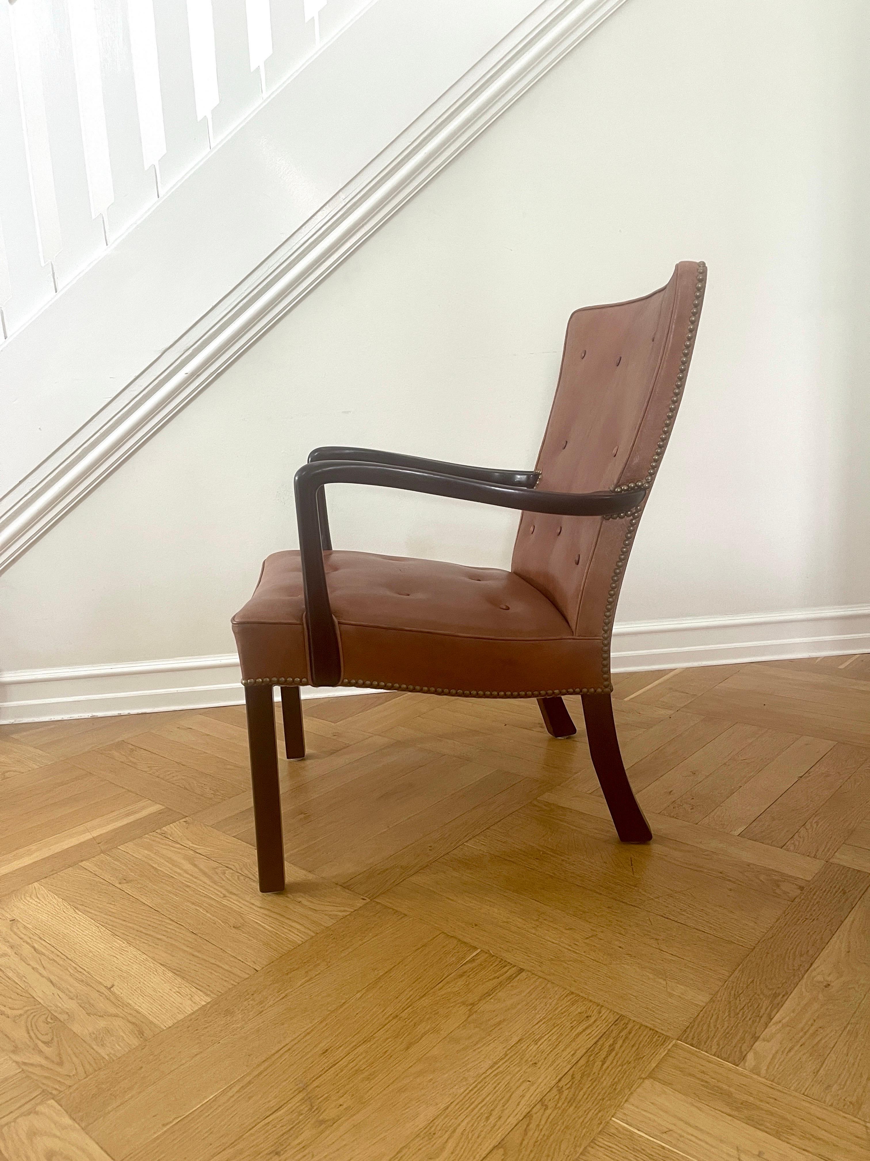 Jacob Kjær Lounge Chair Mahogany and Niger Leather, Scandinavian Modern 2