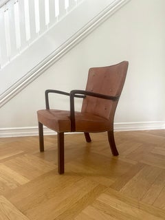 Jacob Kjær Lounge Chair Mahogany and Niger Leather, Scandinavian Modern