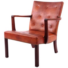 Jacob Kjær & Orla Mølgaard Lounge Chair in Cuban Mahogany and Niger Leather