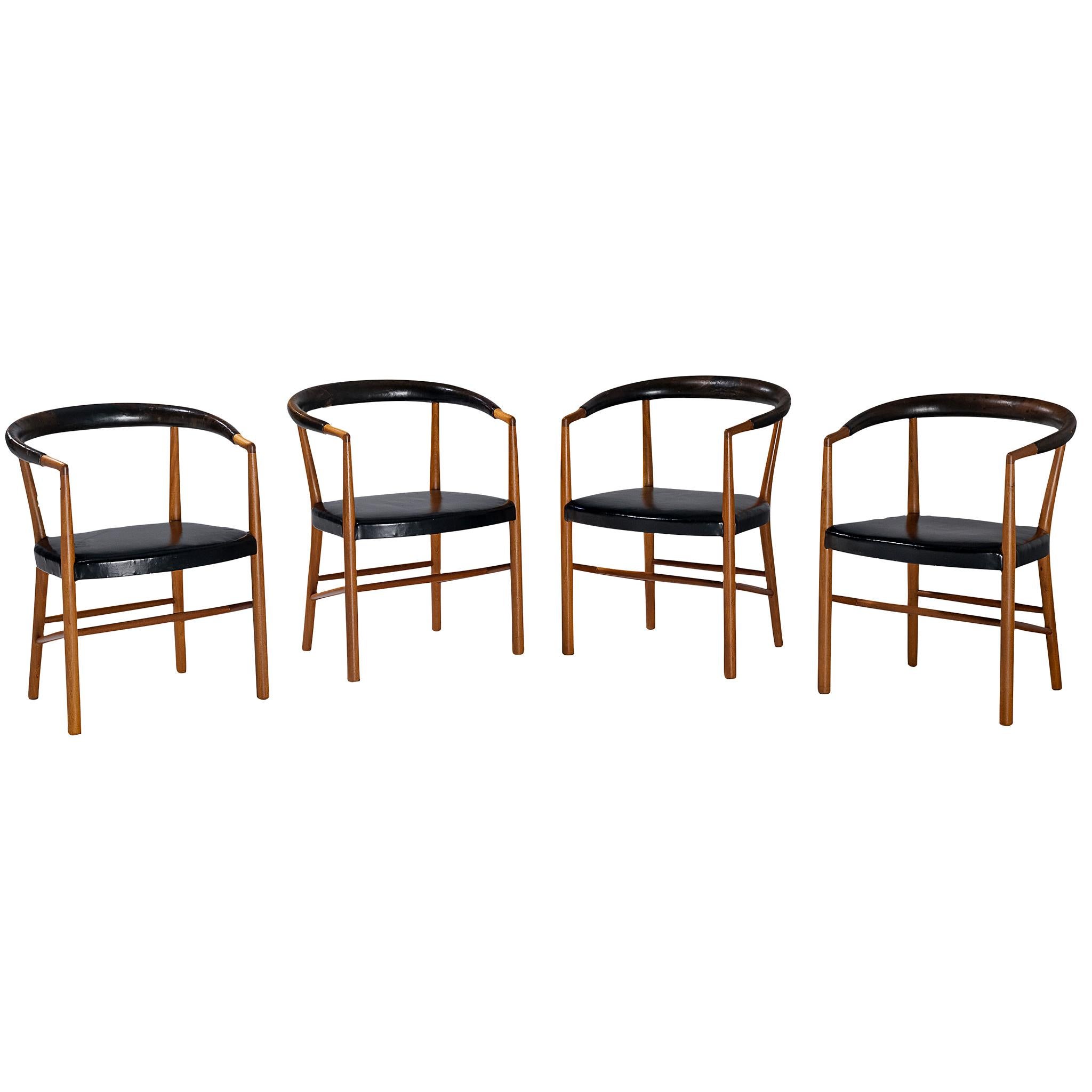 Jacob Kjær 
UN
 Sessel mit Original Leder in Mahagoni im Angebot